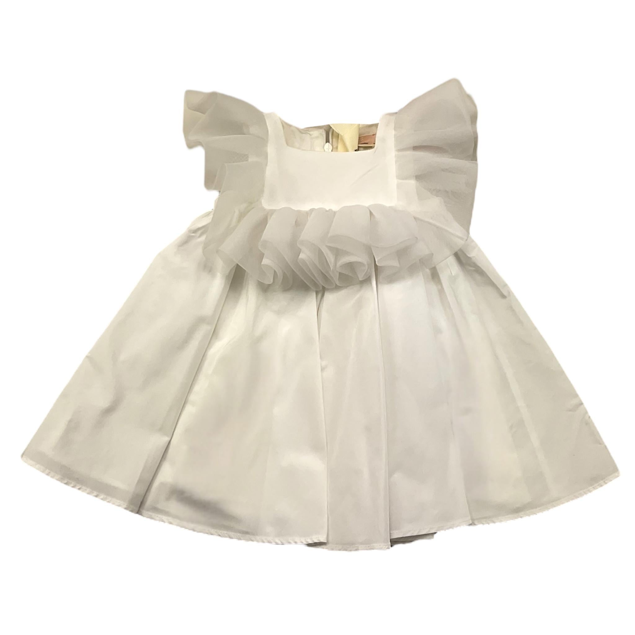 ELISABETTA FRANCHI abito giromanica tinta unita con tulle Bianco per Bambina EGAB165 BIANCO ELISABETTA FRANCHI 