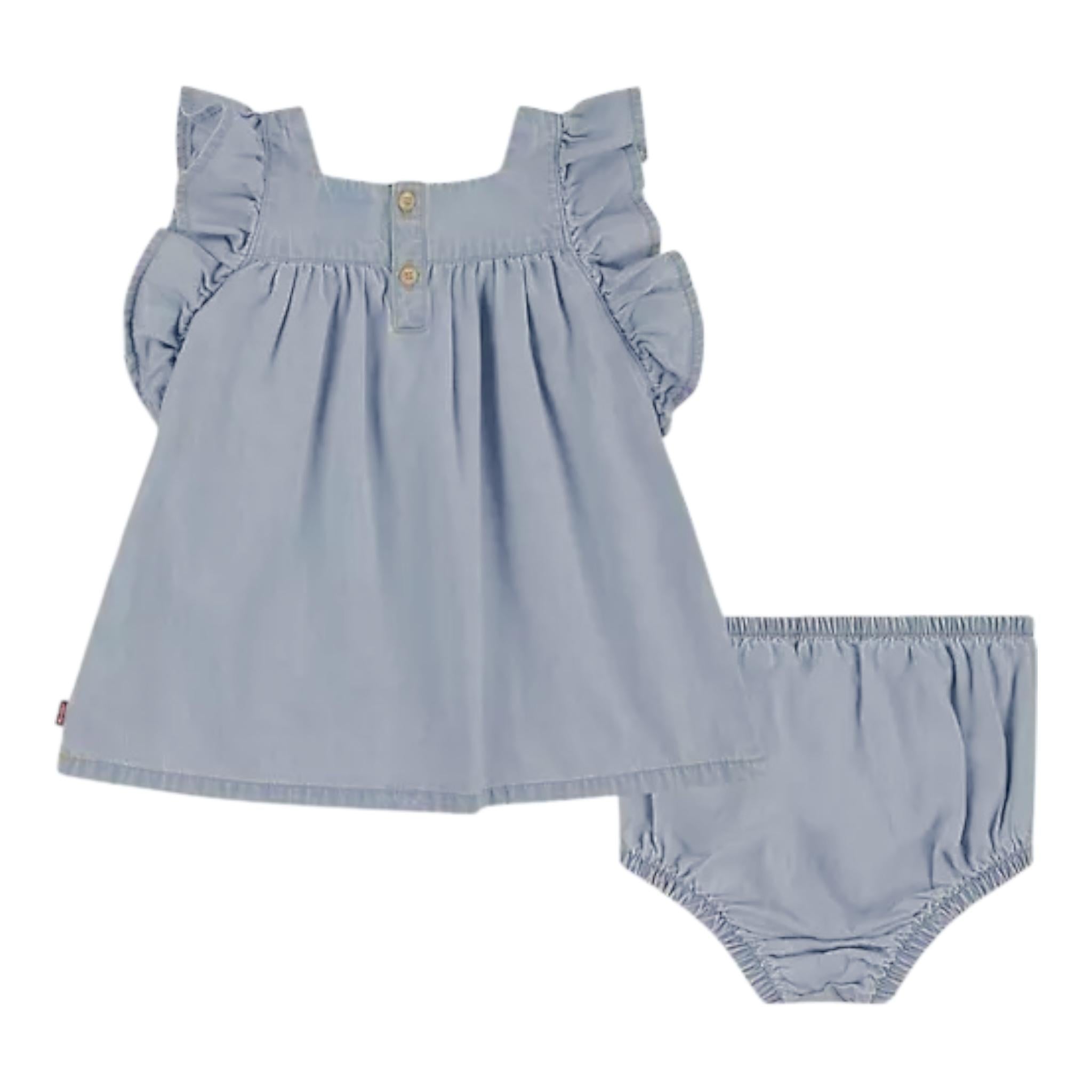 Levi'S Set Abito In Denim-Coulotte Tinta Unita per Neonata 1EK145 AZZURRO LEVI'S 
