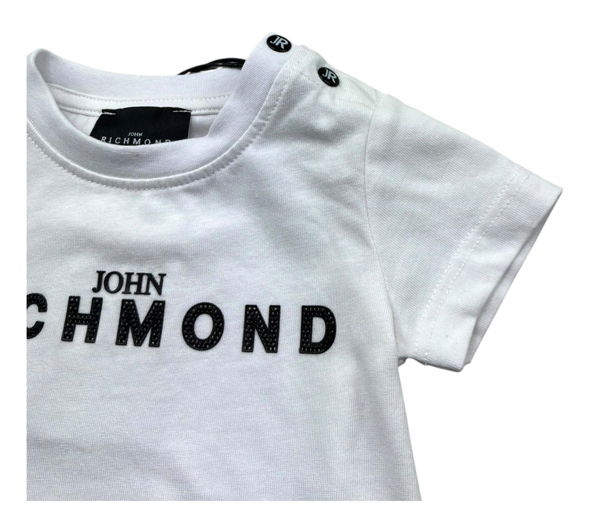 John Richmond T-Shirt Girocollo Tinta Unita con Stampa Logo per Neonato RIP26035TS BIANCO JOHN RICHMOND 