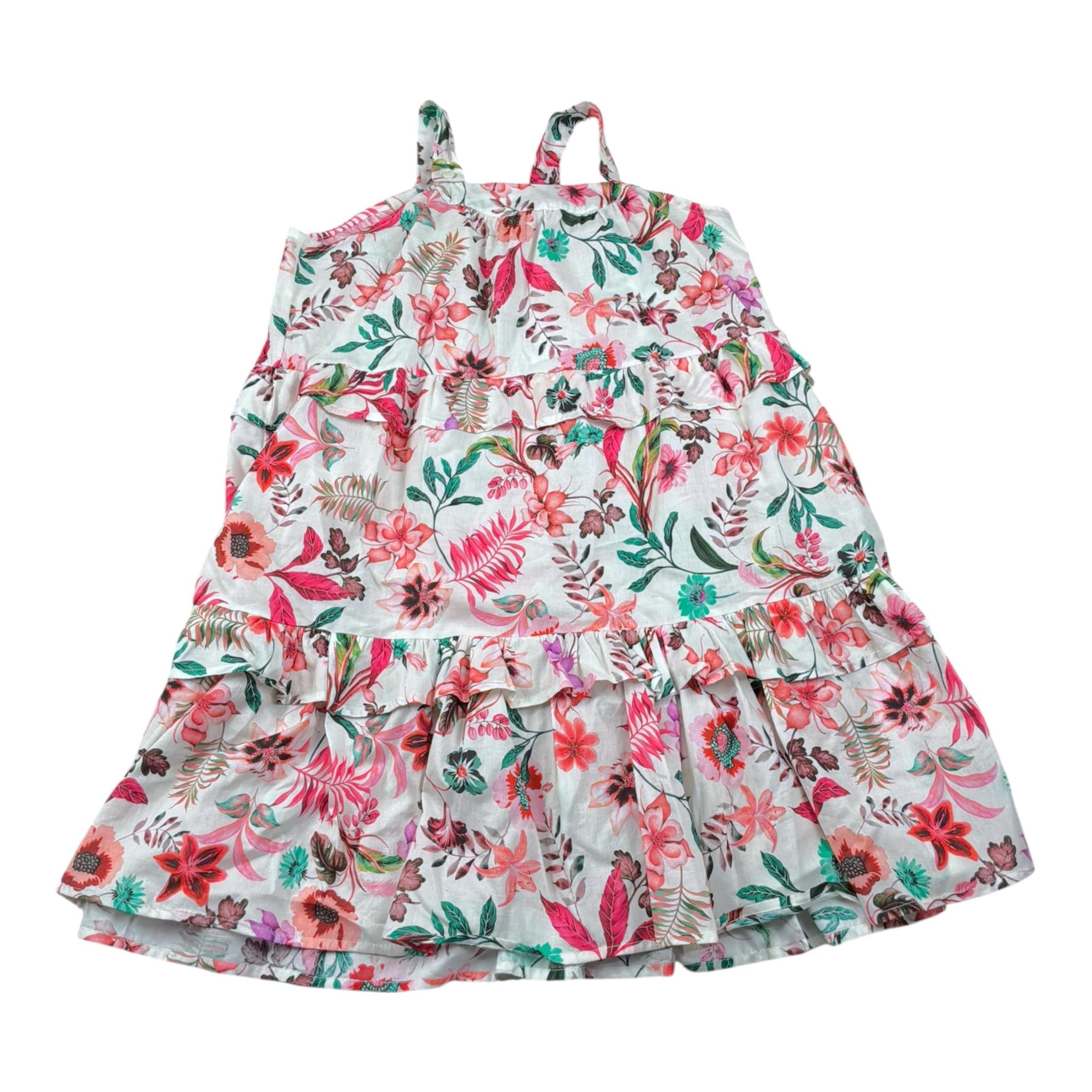 Kaos Abito Tinta Unita con Fantasia Fiori per Bambina KS125 BIANCO KAOS 