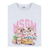 Msgm T-Shirt Girocollo Tinta Unita con Stampa per Bambina S5MSJGTH109 BIANCO MSGM 