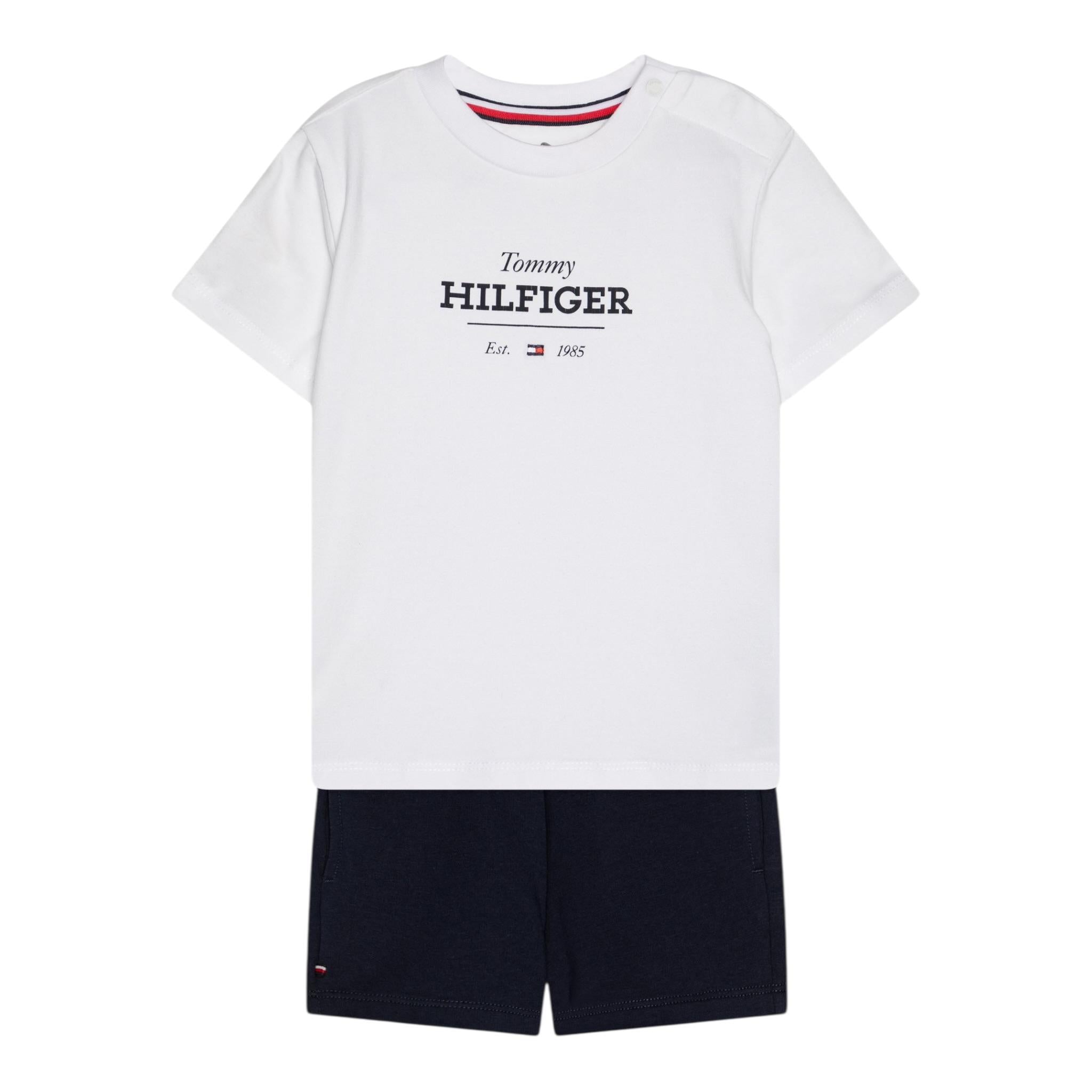 Tommy Hilfiger Completo 2 Pezzi T-Shirt-Bermuda  per Neonato KN0KN02047X BIANCO/BLU TOMMY HILFIGER 