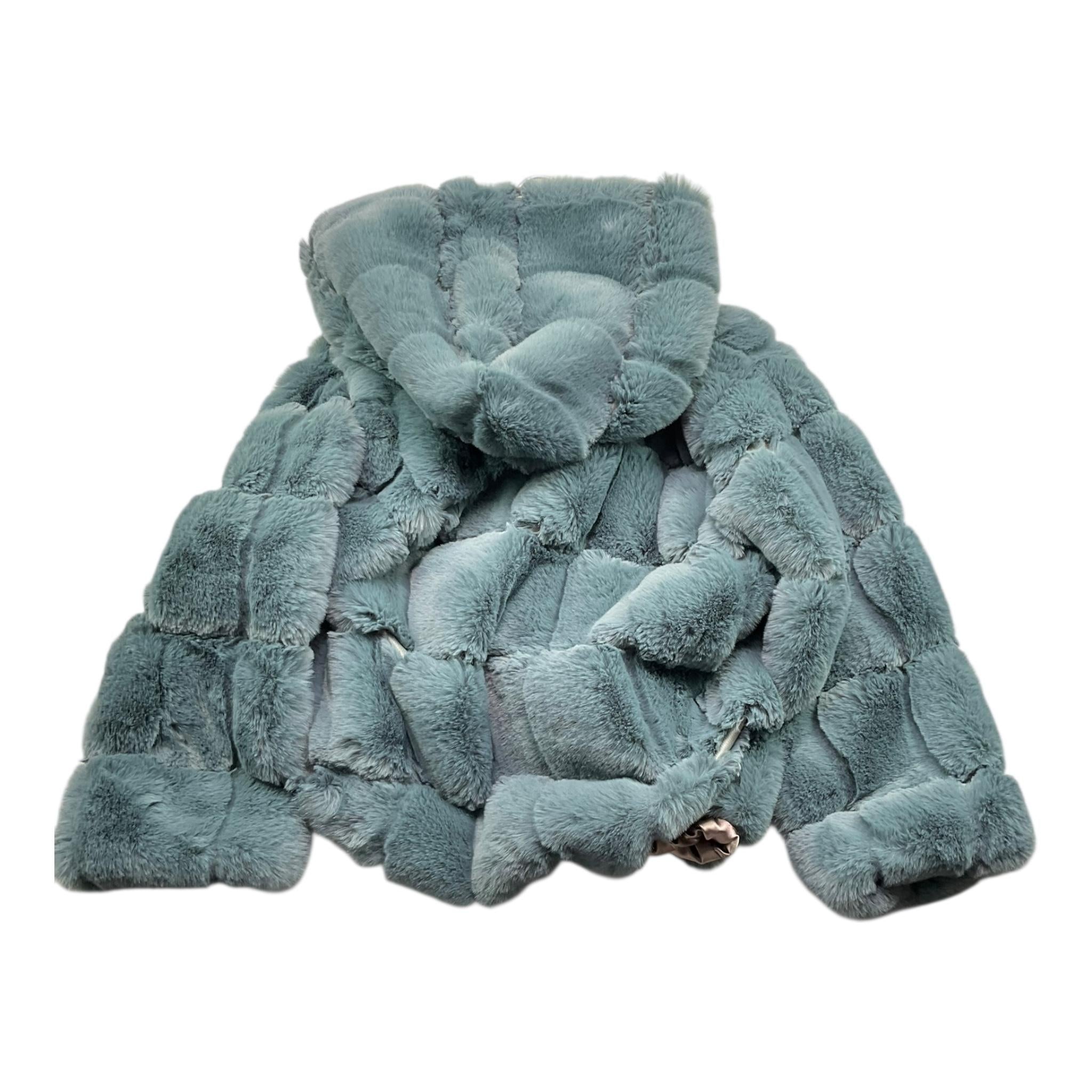 FRANCESCA CONOCI pelliccia tinta unita con zip e cappuccio Verde per Bambina 2709 VERDE FRANCESCA CONOCI 