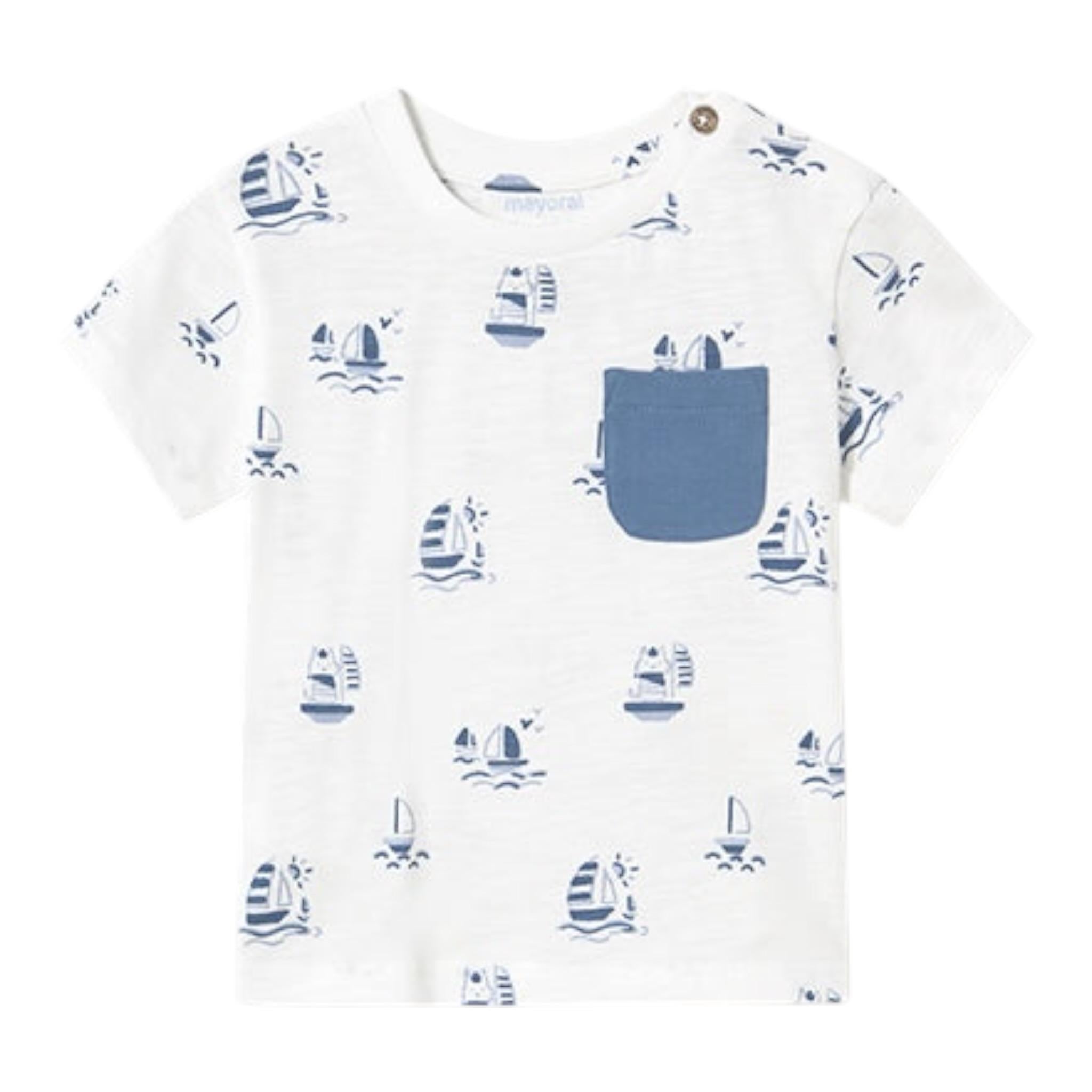 Mayoral T-Shirt Tinta Unita con Stampa per Bambino 10588 BIANCO MAYORAL 