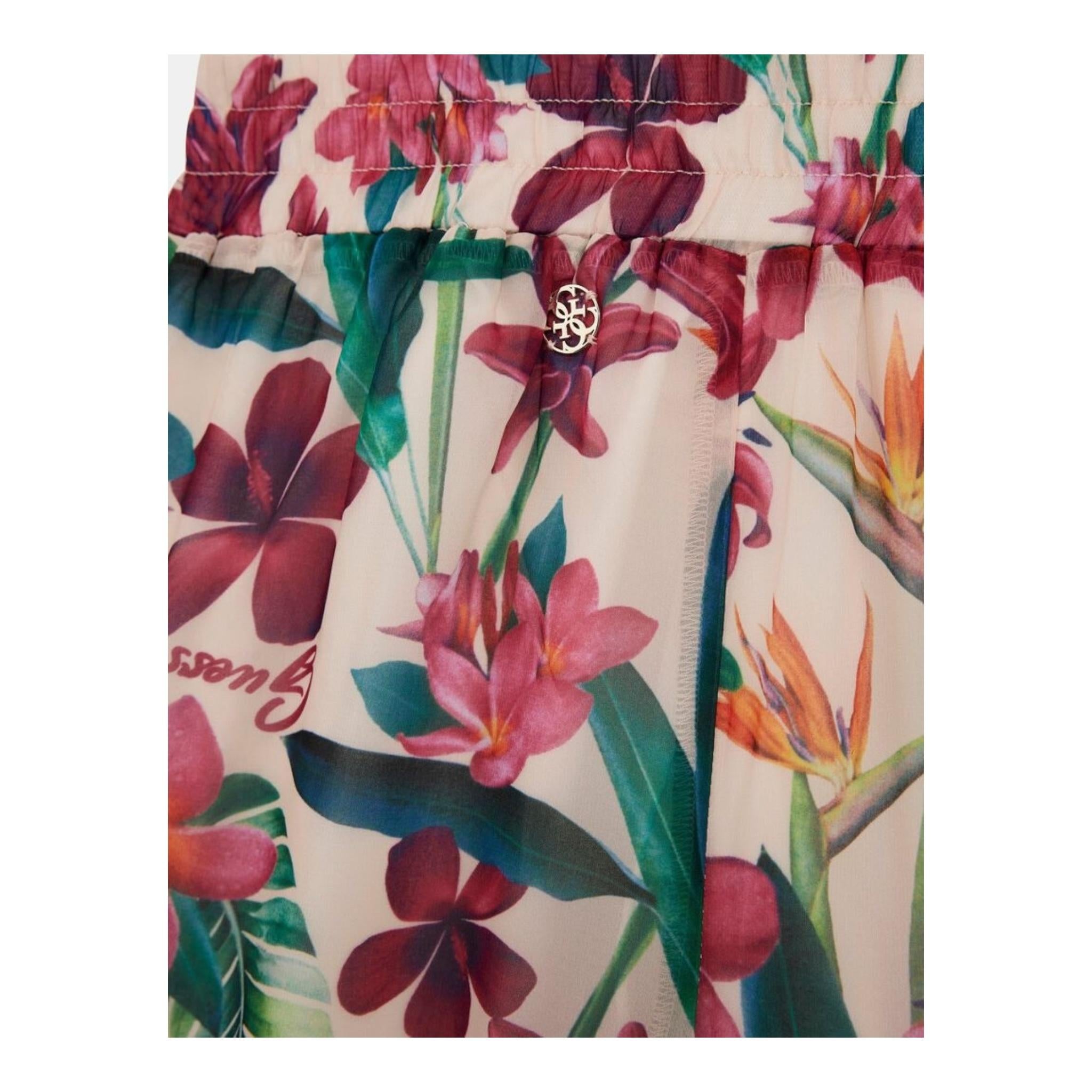 Guess Pantalone Modello A Palazzo Tinta Unita con Stampa Fiori per Bambina J5GB09WA2T0 BEIGE GUESS 