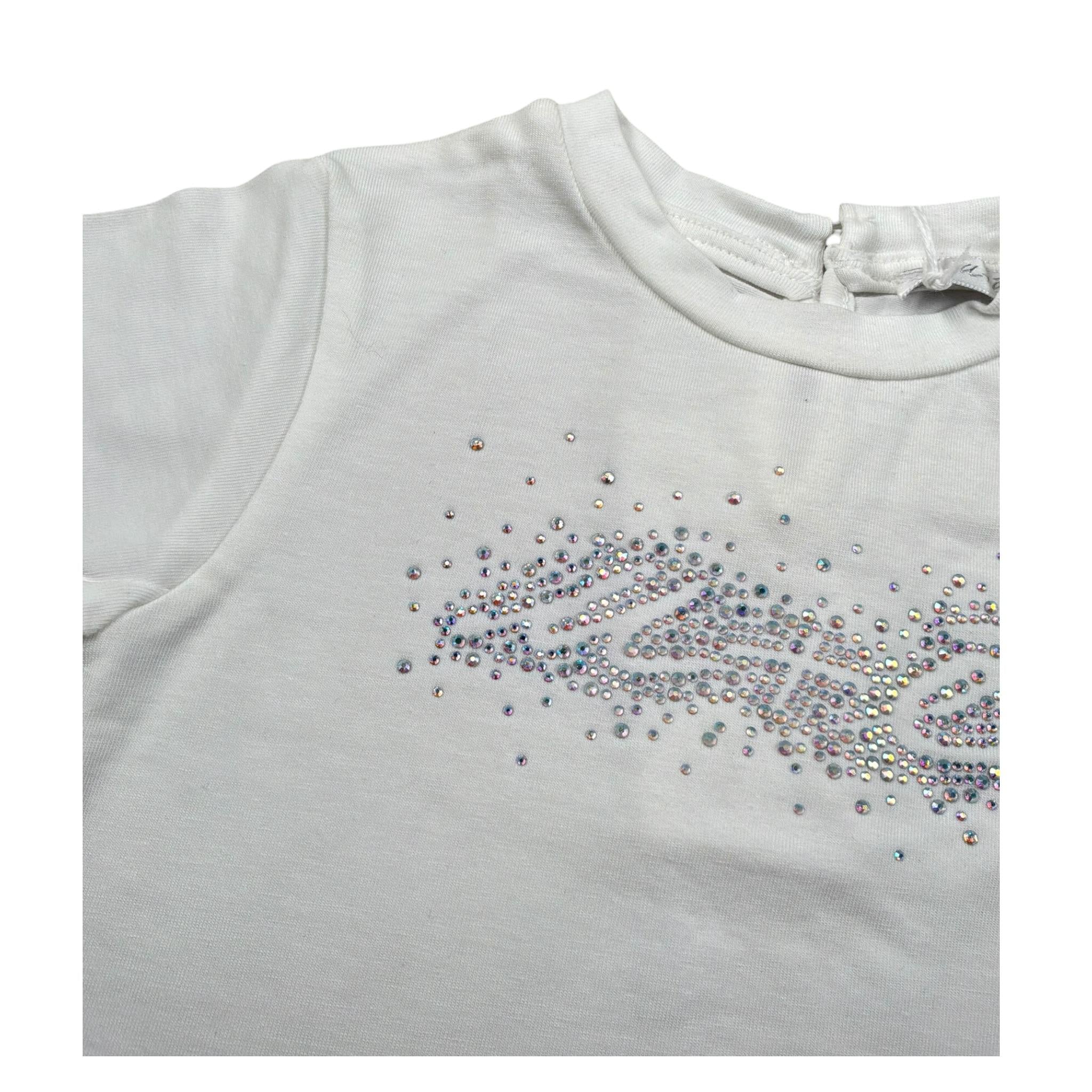 M+E' T-Shirt Girocollo tinta unita con Brillantini Panna per Bambina UE1817 PANNA M+E' 