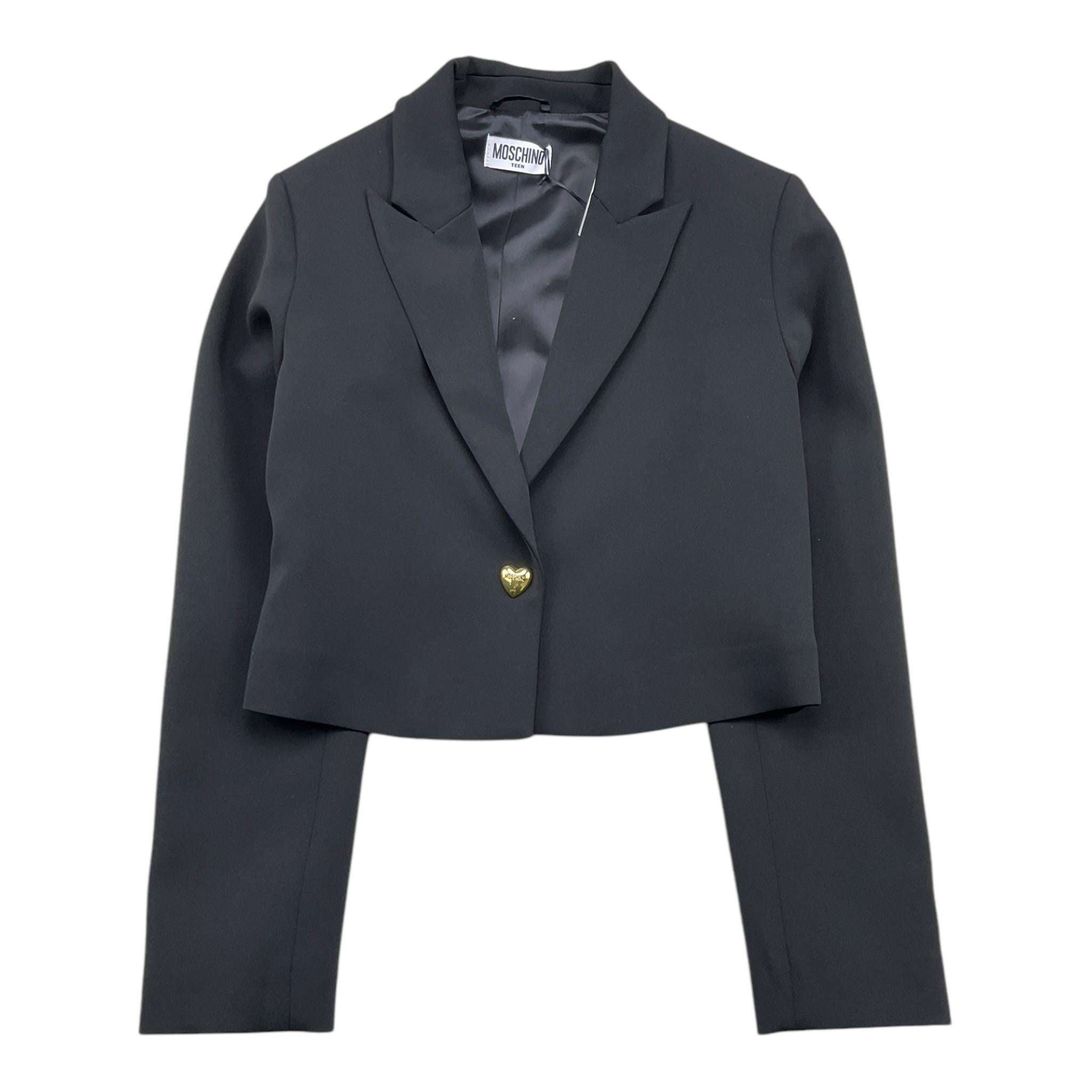 MOSCHINO giacca tinta unita con bottone in contrasto Nero per Bambina HAA00L NERO MOSCHINO 