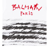 Balmain Felpa Tinta Unita Con Cappuccio E Stampa Bianco Per Bambino