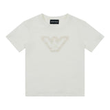 Emporio Armani T-Shirt Girocollo Tinta Unita con Ricami Fiori per Bambina EG000224 BIANCO EMPORIO ARMANI 