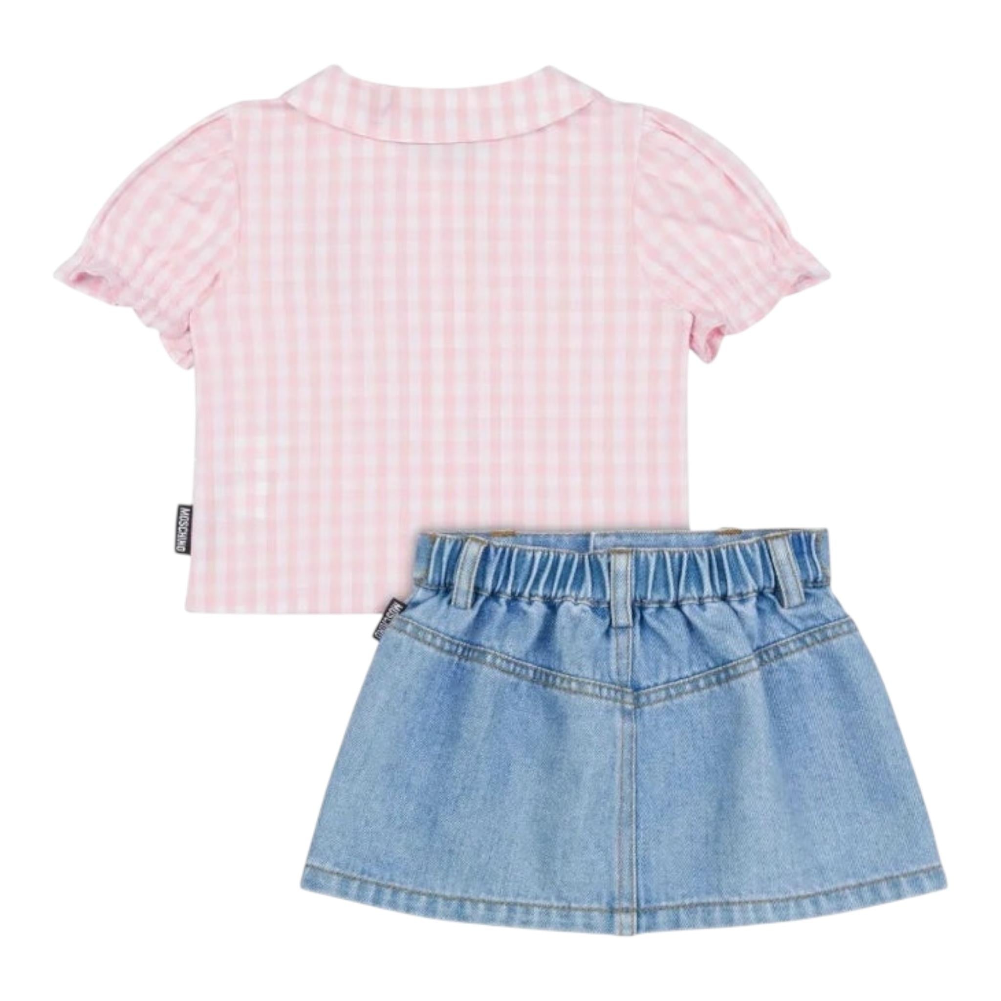 Moschino Completo 2 Pezzi Camicia-Gonna In Denim per Neonata MDG01B ROSA MOSCHINO 