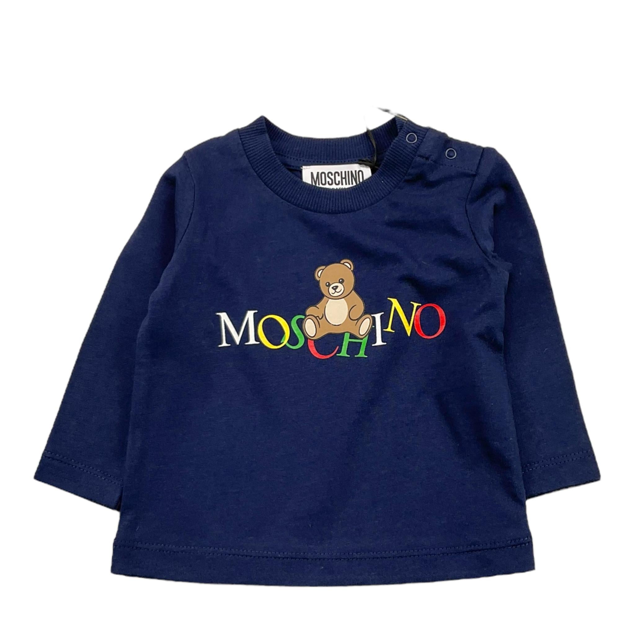 MOSCHINO shirt tinta unita girocollo con stampa Blu per Neonato MWO00R BLU MOSCHINO 