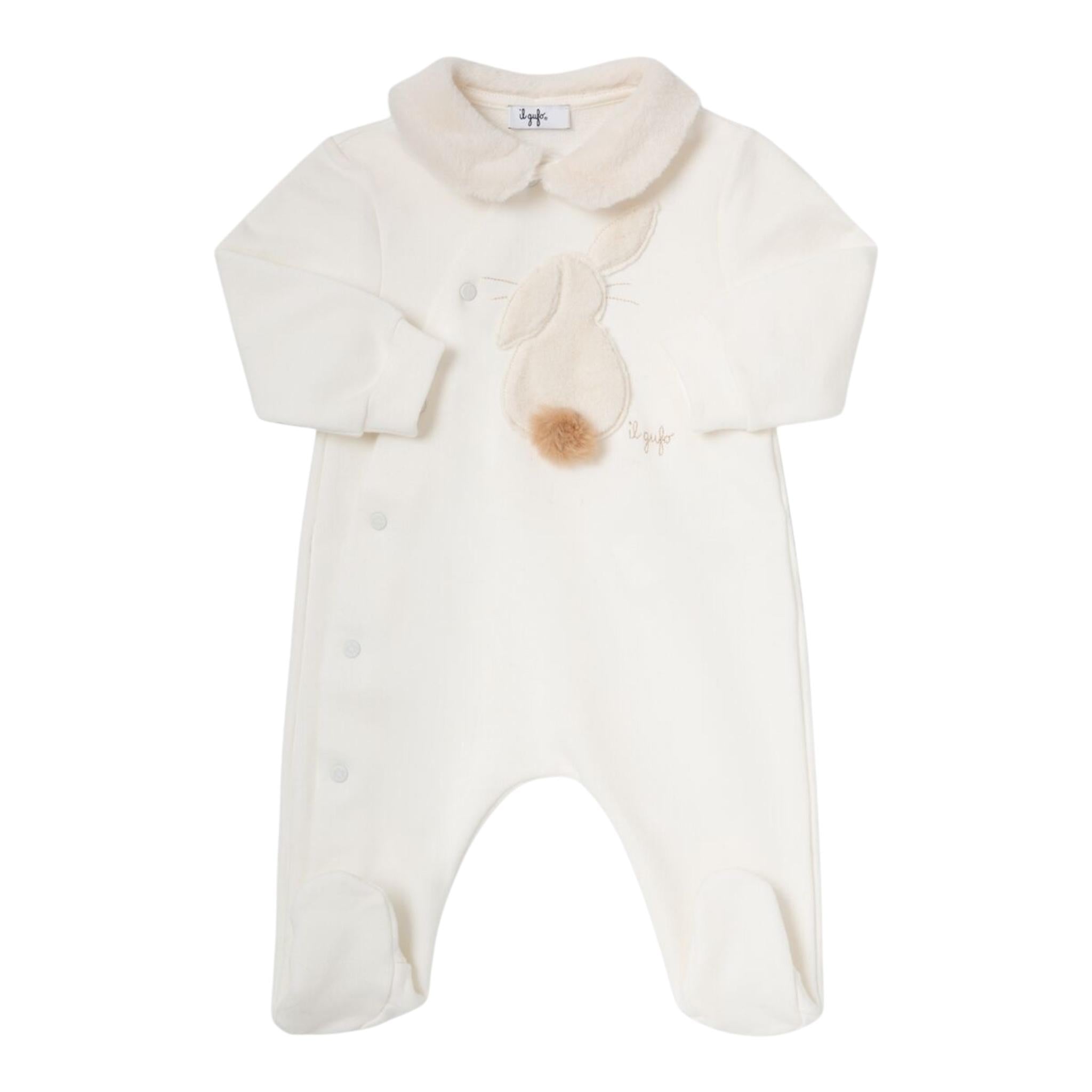 IL GUFO tutina manica lunga tinta unita con ricami Panna per Neonato A24TP338M0100 PANNA IL GUFO 
