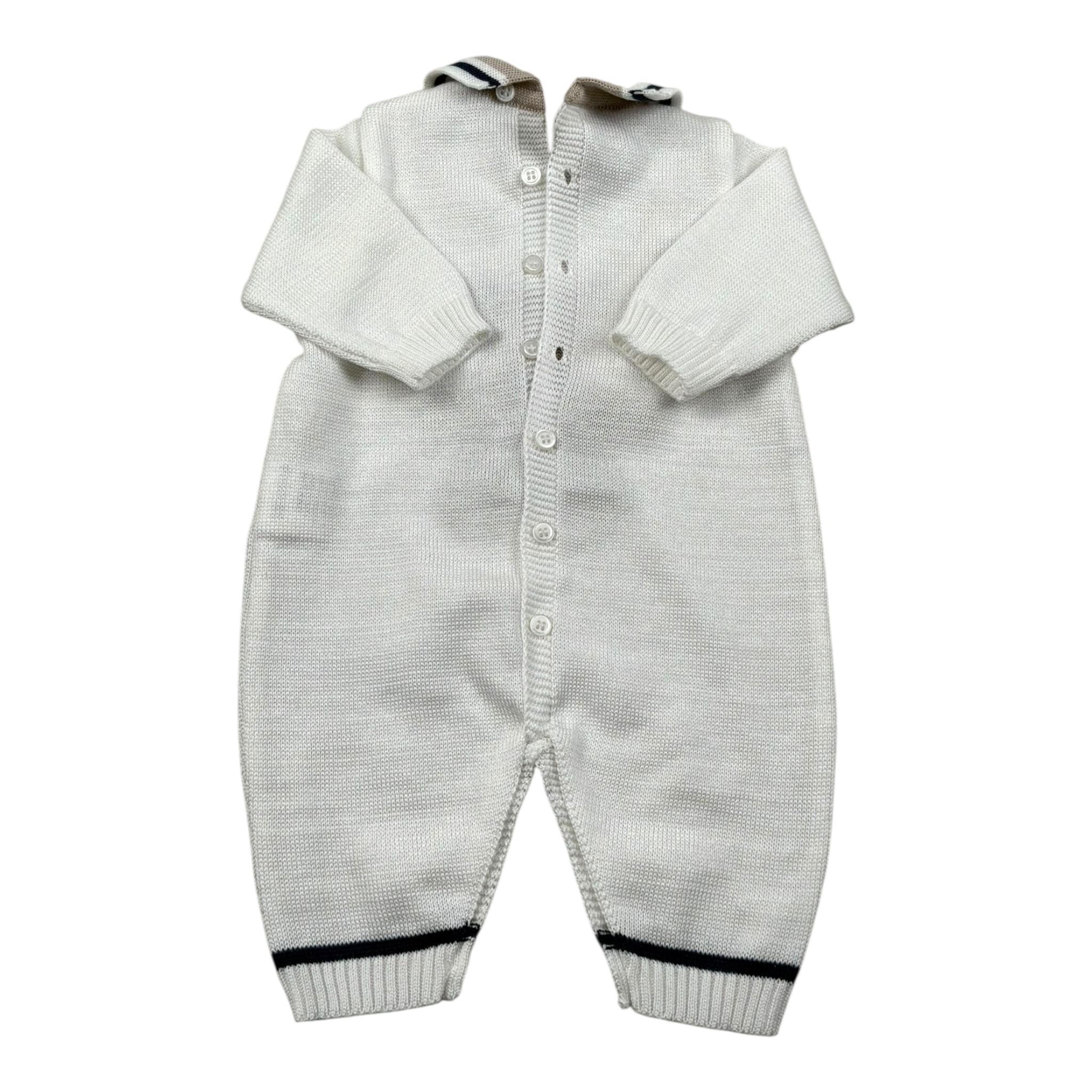 Marlu' Tutina Manica Lunga Tinta Unita con Ricami per Neonato EB5510 BIANCO MARLU' 