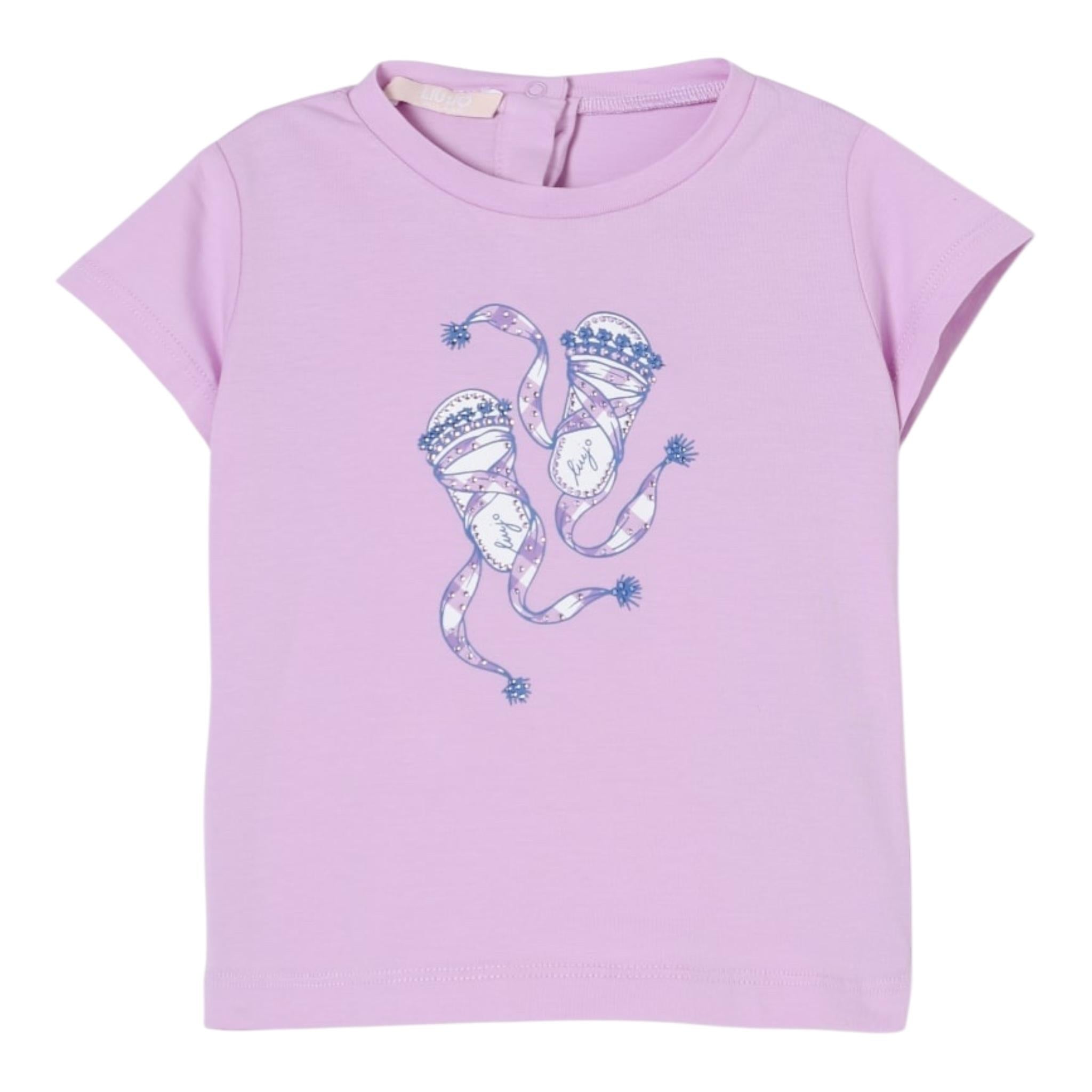 Liu Jo T-Shirt Girocollo Tinta Unita con Logo per Neonata HA5063 LILLA LIU JO 