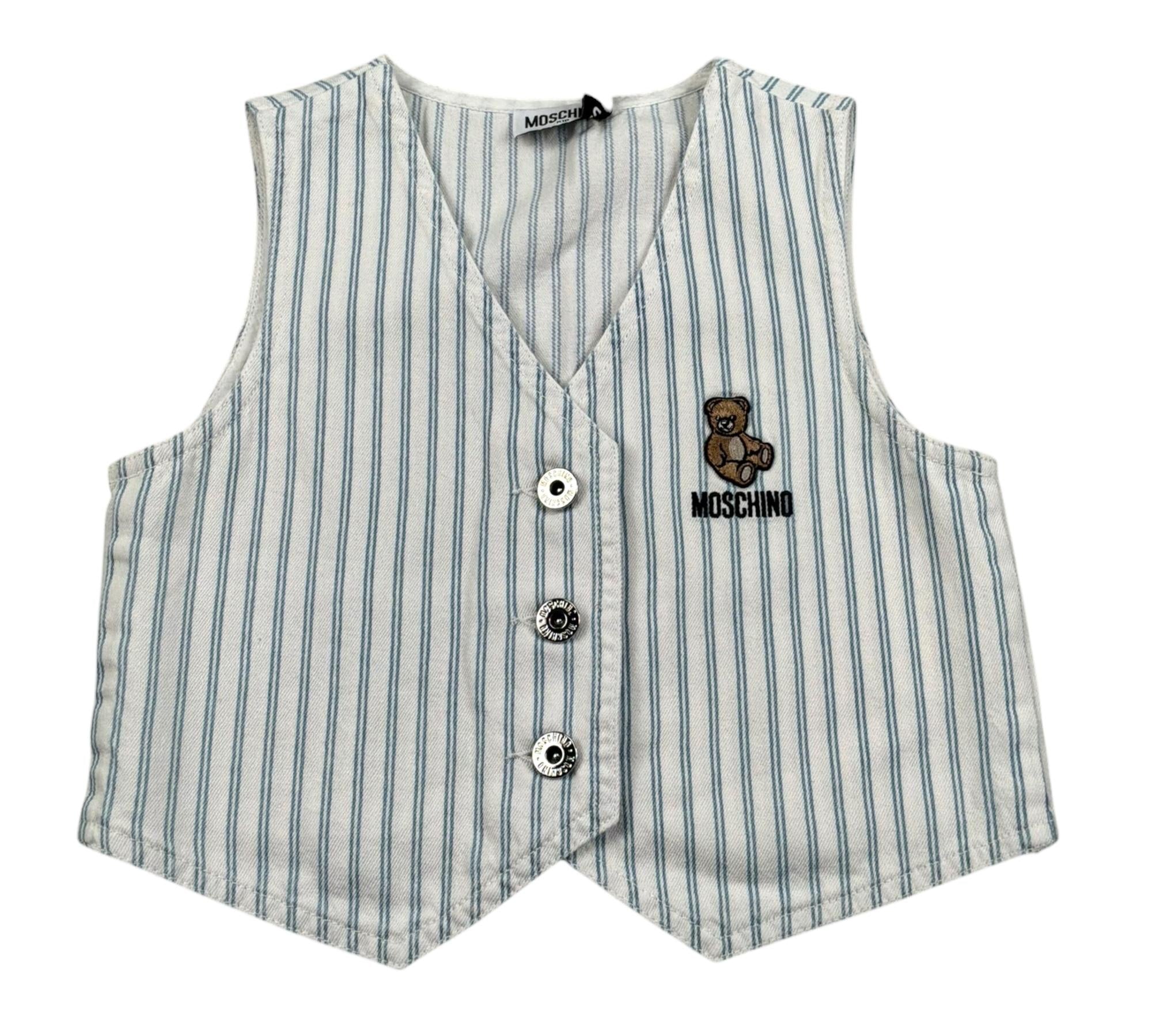 Moschino Gilet Tinta Unita Fantasia A Righe per Bambino HDN001 BIANCO MOSCHINO 