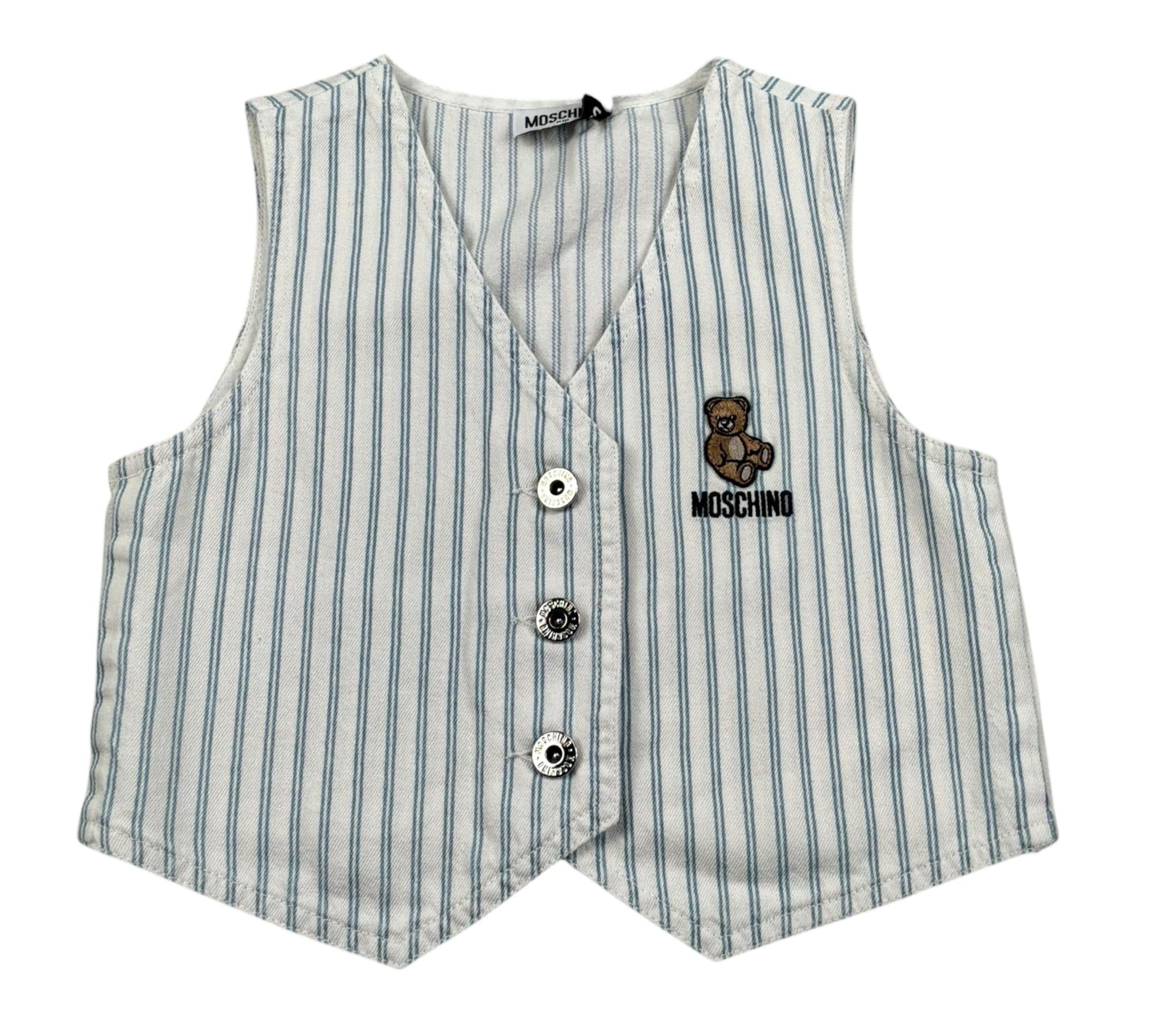 Moschino Gilet Tinta Unita Fantasia A Righe per Bambino HDN001 BIANCO MOSCHINO 