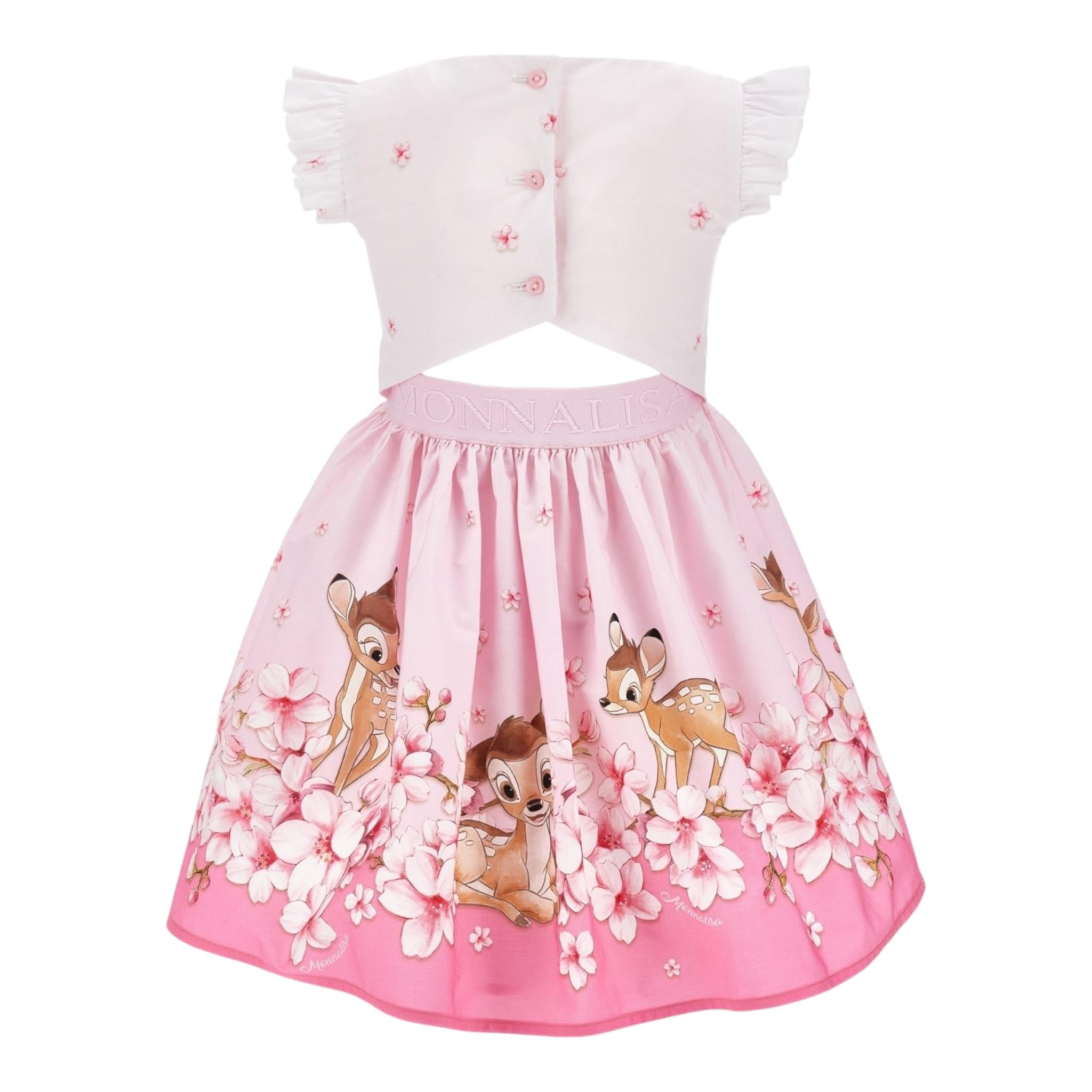Monnalisa Abito Mezza Manica Tinta Unita con Stampe per Bambina 11E912 ROSA MONNALISA 