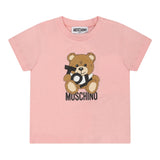 Moschino T-Shirt Girocollo Tinta Unita con Orso per Neonata MNM047L ROSA MOSCHINO 