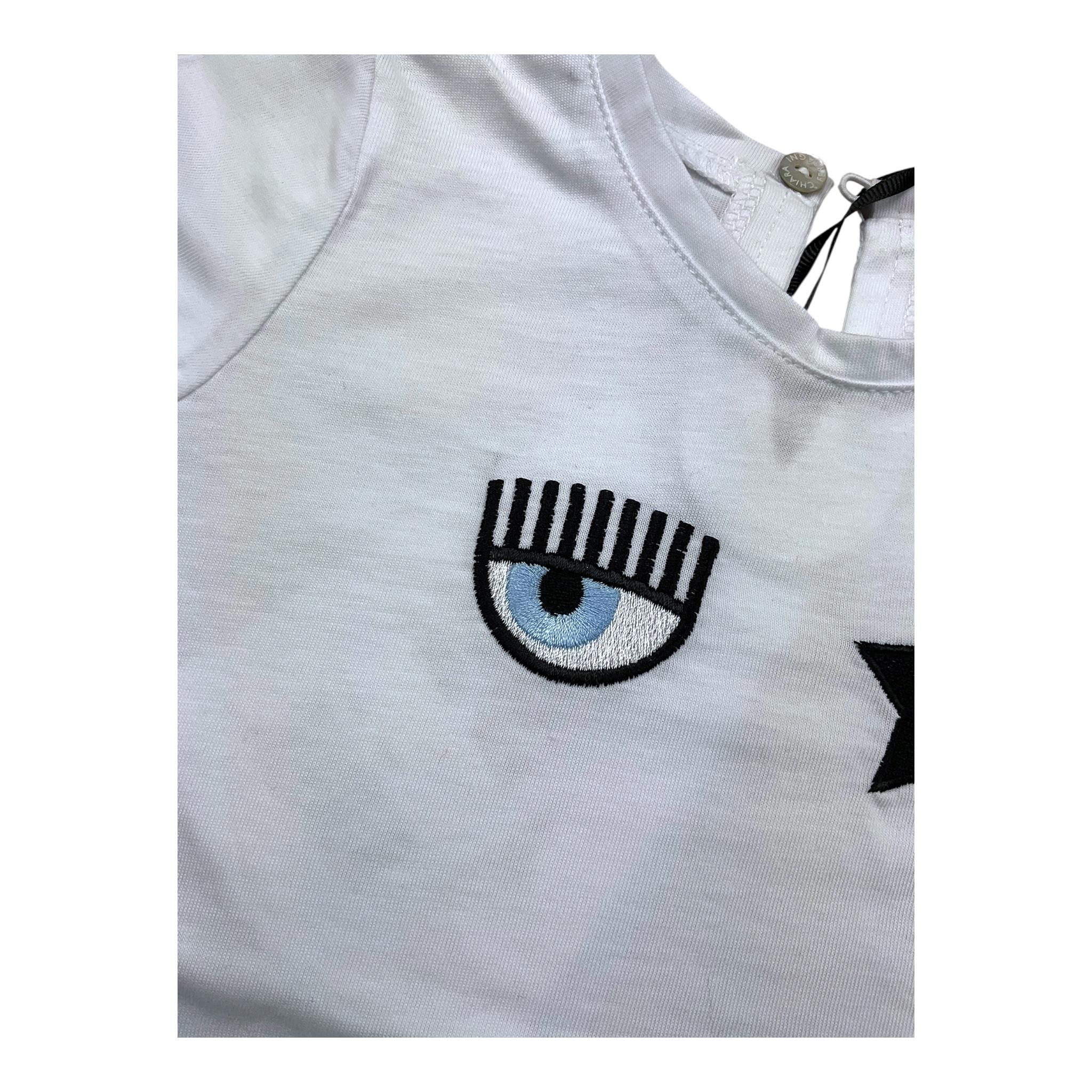 CHIARA FERRAGNI t-shirt girocollo tinta unita cn ricami Bianco per Neonata 53A607 BIANCO CHIARA FERRAGNI 