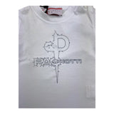 Cesare Paciotti T-Shirt Tinta Unita Girocollo con Stampa Logo Bianco per Neonato