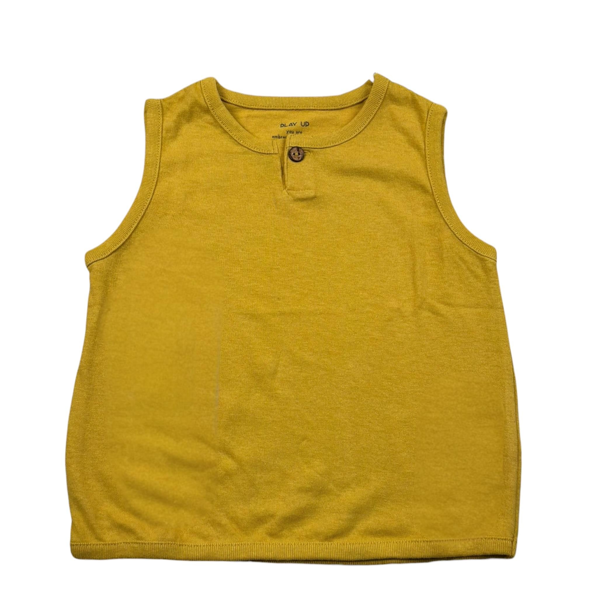 Play Up Canotta Girocollo Tinta Unita con Bottoni per Neonato PA011AQ10901 SENAPE PLAY UP 