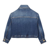 Balmain Giubbino In Denim Tinta Unita Con Bottoni Blu Per Bambino