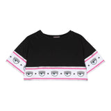 Chiara Ferragni T-Shirt Girocollo Tinta Unita Con Stampa Nero Per Bambina