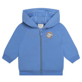 Carre'Ment Beau Felpa Con Zip E Cappuccio Tinta Unita Azzurro Per Bambino