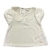 Le Bebe' T-Shirt con Colletto Tinta Unita Bianco per Neonata
