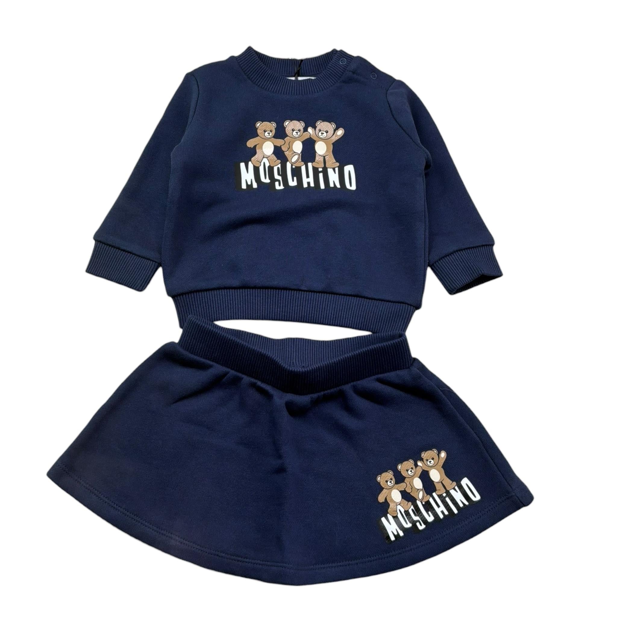 Moschino Completo 2 Pezzi Felpa-Gonna Tinta Unita per Neonata MTF060 BLU MOSCHINO 