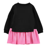 MONNALISA abito felpa girocollo tinta unita con fiori Nero per Neonata 19D918 NERO MONNALISA 