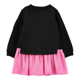 MONNALISA abito felpa girocollo tinta unita con fiori Nero per Neonata 19D918 NERO MONNALISA 