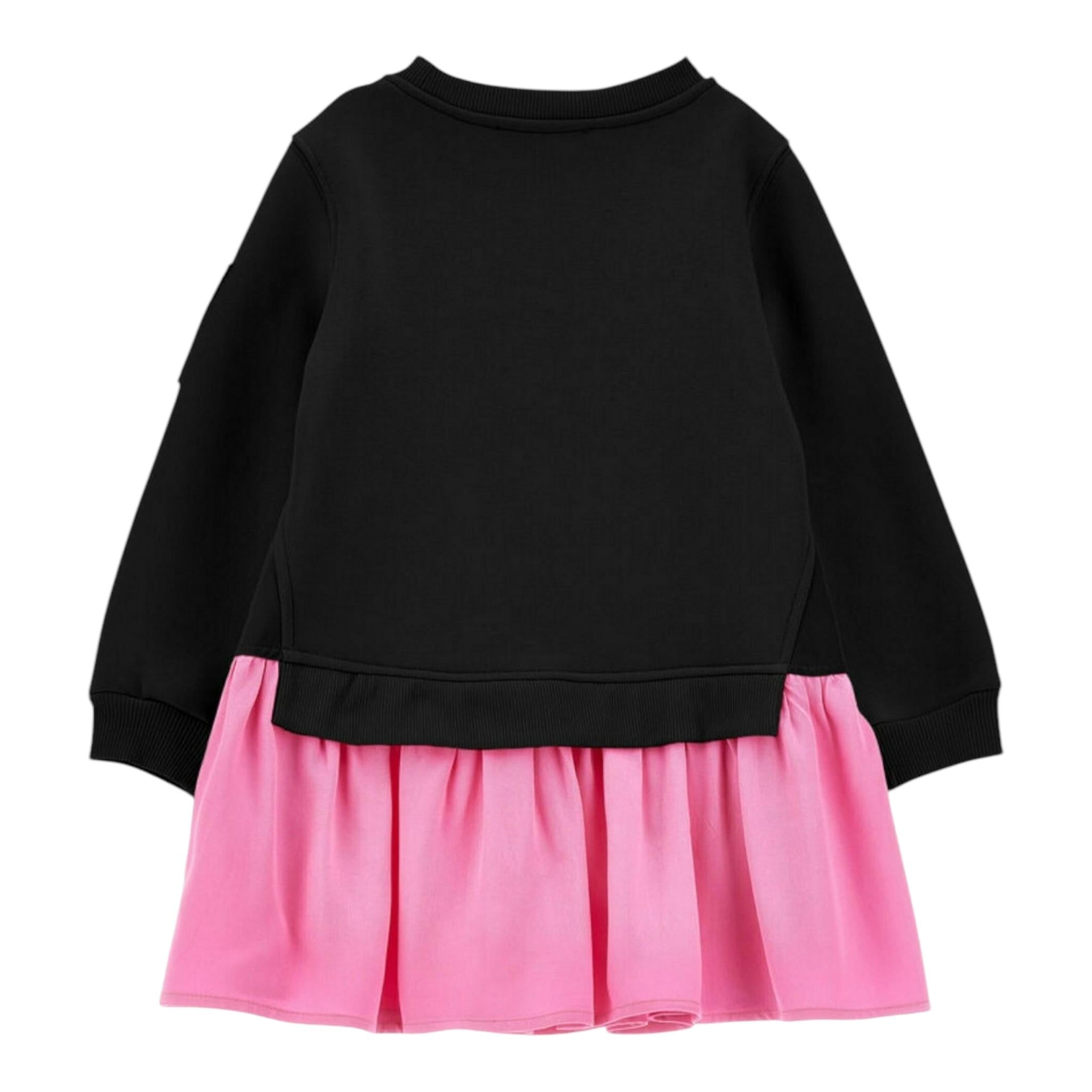 MONNALISA abito felpa girocollo tinta unita con fiori Nero per Neonata 19D918 NERO MONNALISA 