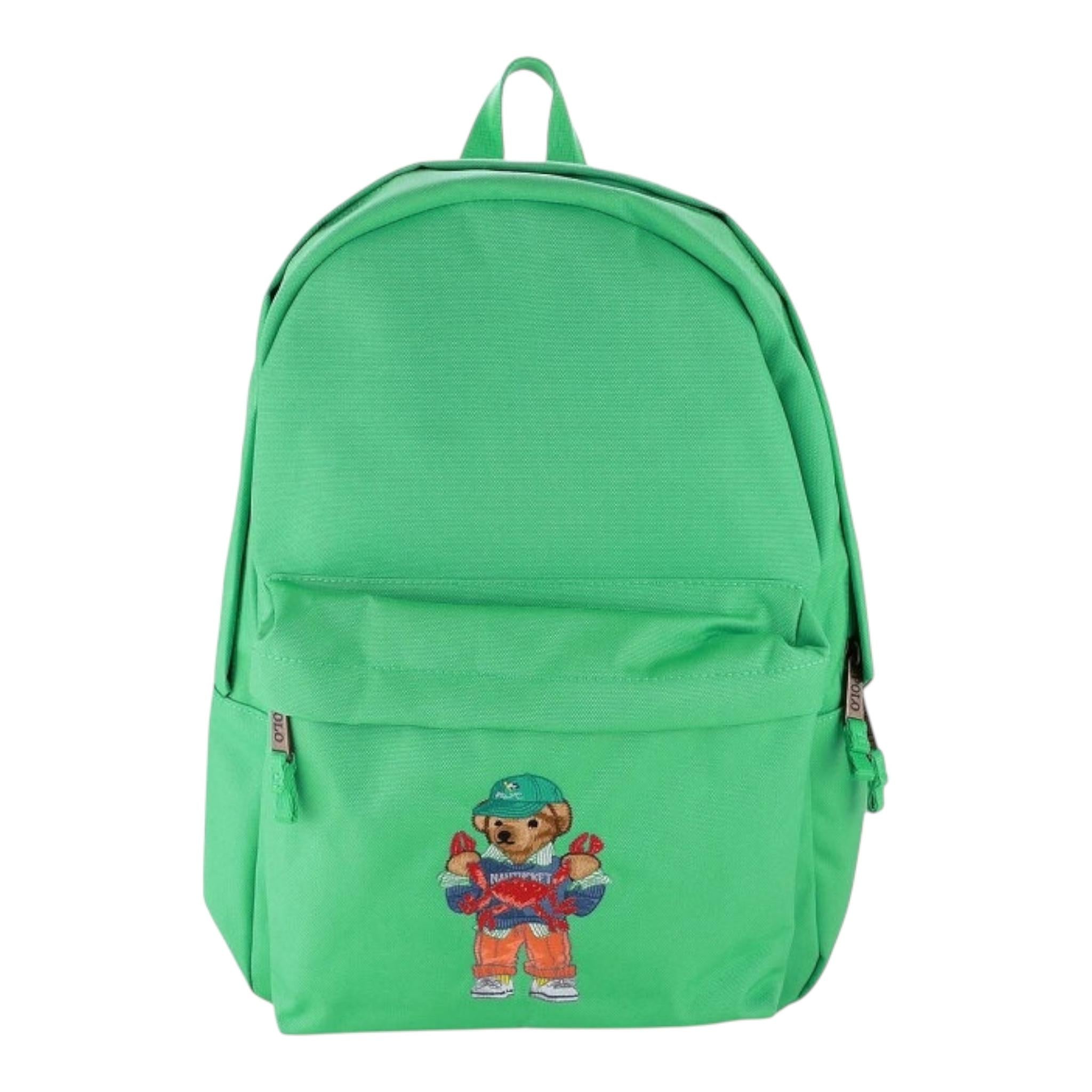 Ralph Lauren Zaino Tinta Unita con Logo per Bambino 9AR149 VERDE RALPH LAUREN 