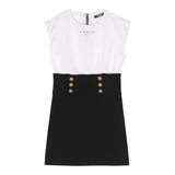 Balmain Abito Giromanica Bicolore Bianco/Nero Per Bambina