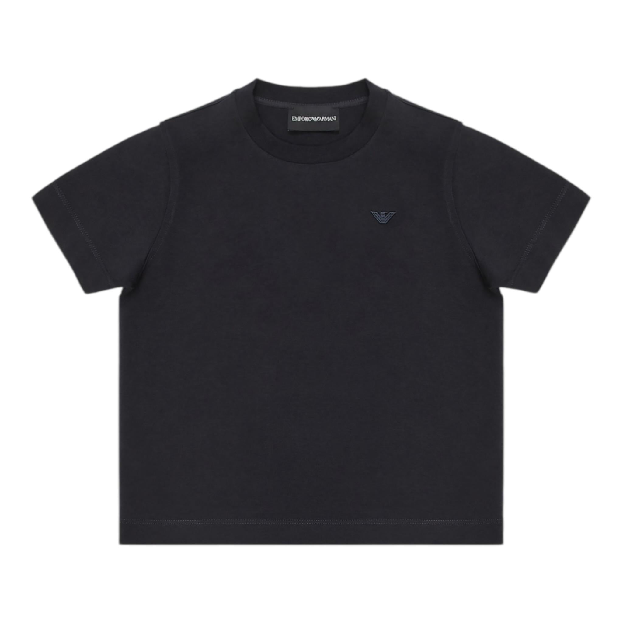 Emporio Armani T-Shirt Girocollo Tinta Unita con Logo per Bambino EB000166X BLU EMPORIO ARMANI 