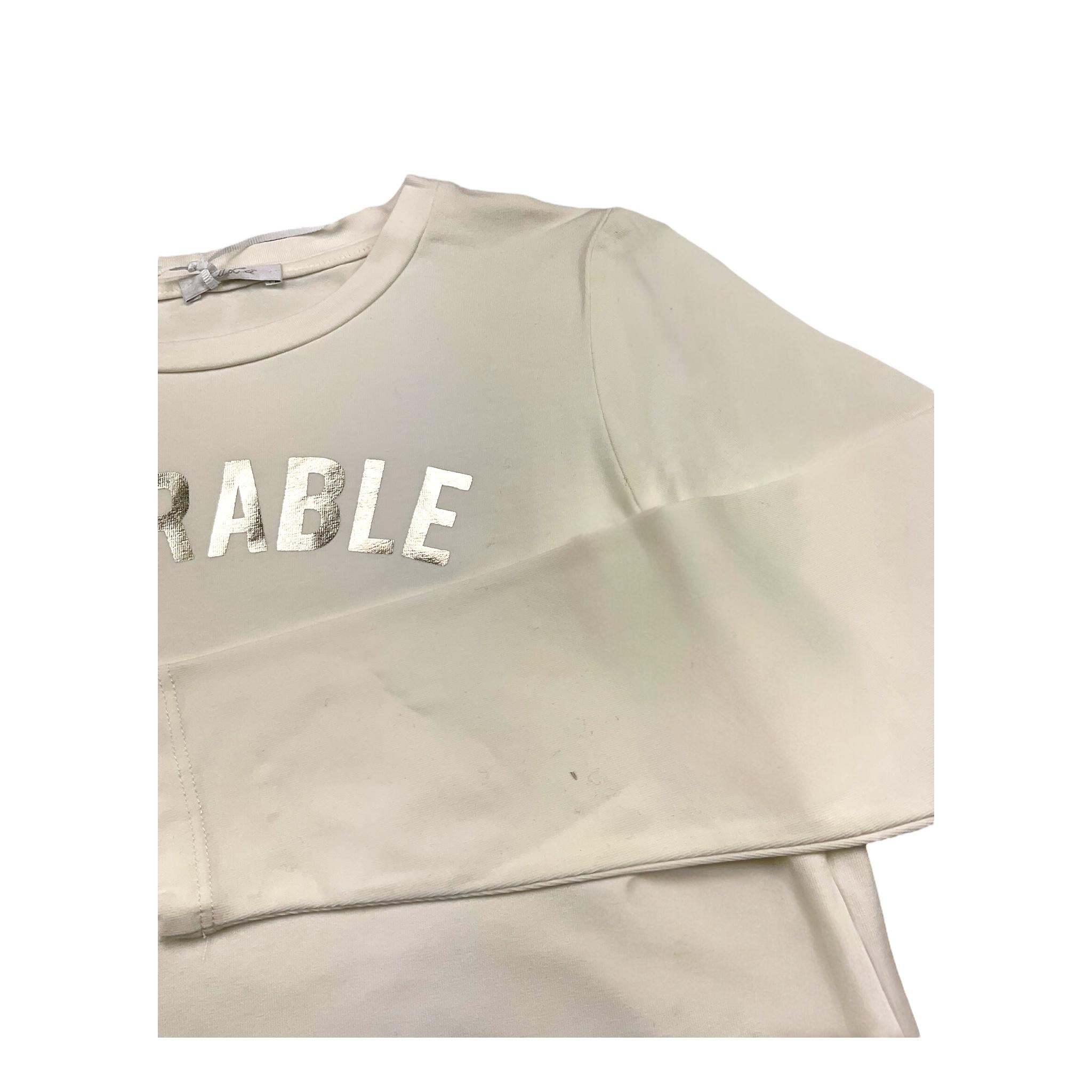 LU LU BY MISS GRANT shirt girocoll tinta unita con stampa Panna per Bambina LL3337 PANNA LU LU BY MISS GRANT 