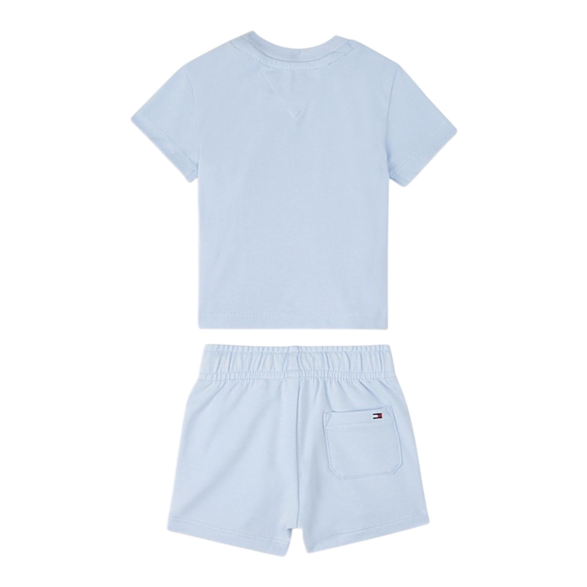 Tommy Hilfiger Completo 2 Pezzi T-Shirt-Bermuda Tinta Unita per Neonato KN0KN02047 AZZURRO TOMMY HILFIGER 
