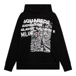 Dsquared2 Felpa Chiusa con Cappuccio Tinta Unita con Logo per Bambino DQ2802 NERO DSQUARED2 
