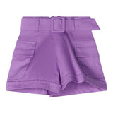 Fun & Fun Short Tinta Unita Con Cinturino Lilla Per Bambina