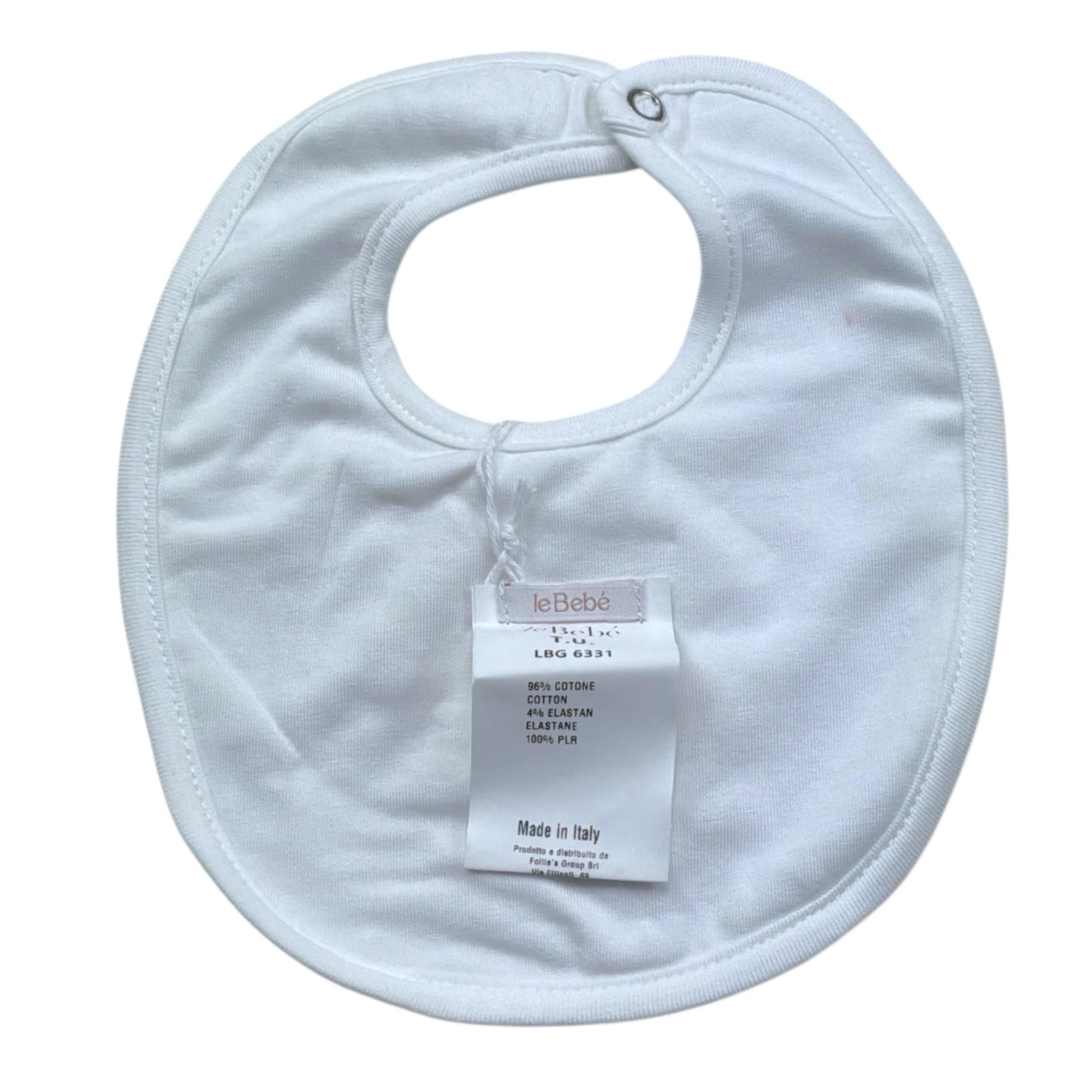 Le Bebe' Bavetta Tinta Unita con Stampa per Neonata LBG6331 BIANCO LE BEBE' 
