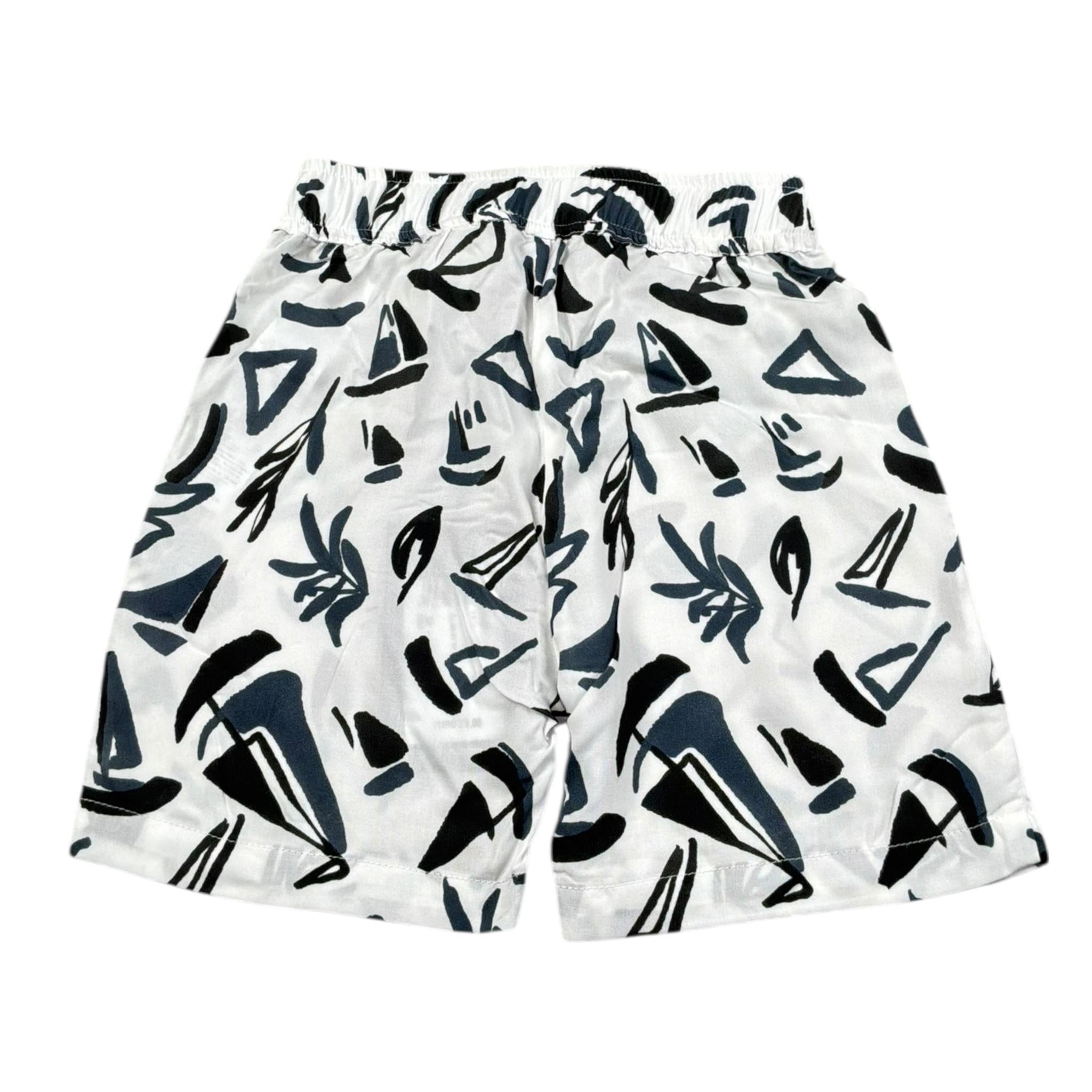 Please Bermuda Tinta Unita con Stampa per Bambino RE81364B71J BIANCO PLEASE 