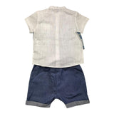 Barcellino Completo 2 Pezzi Camicia-Bermuda Bianco/Blu Per Neonato