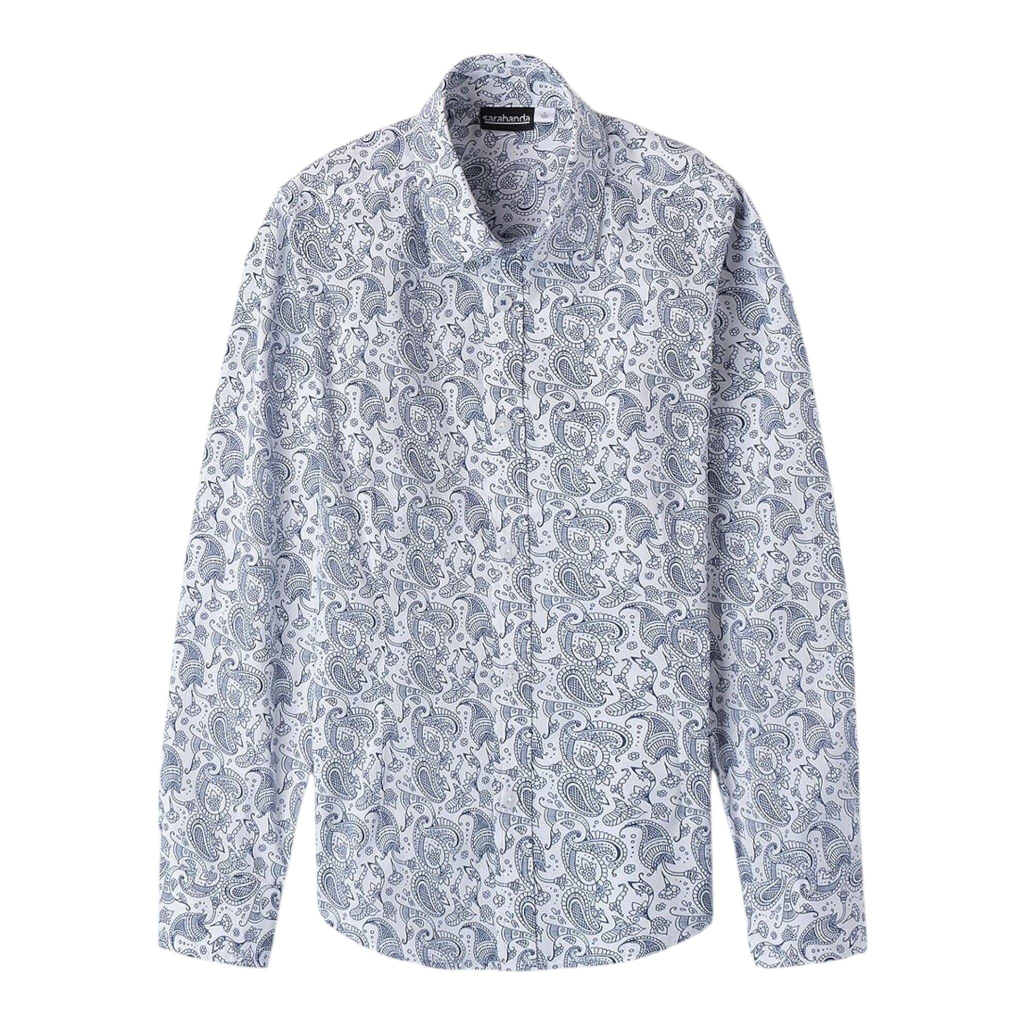 Sarabanda Camicia Manica Lunga Tinta Unita Stampa Fantasia per Bambino 08603 BIANCO SARABANDA 