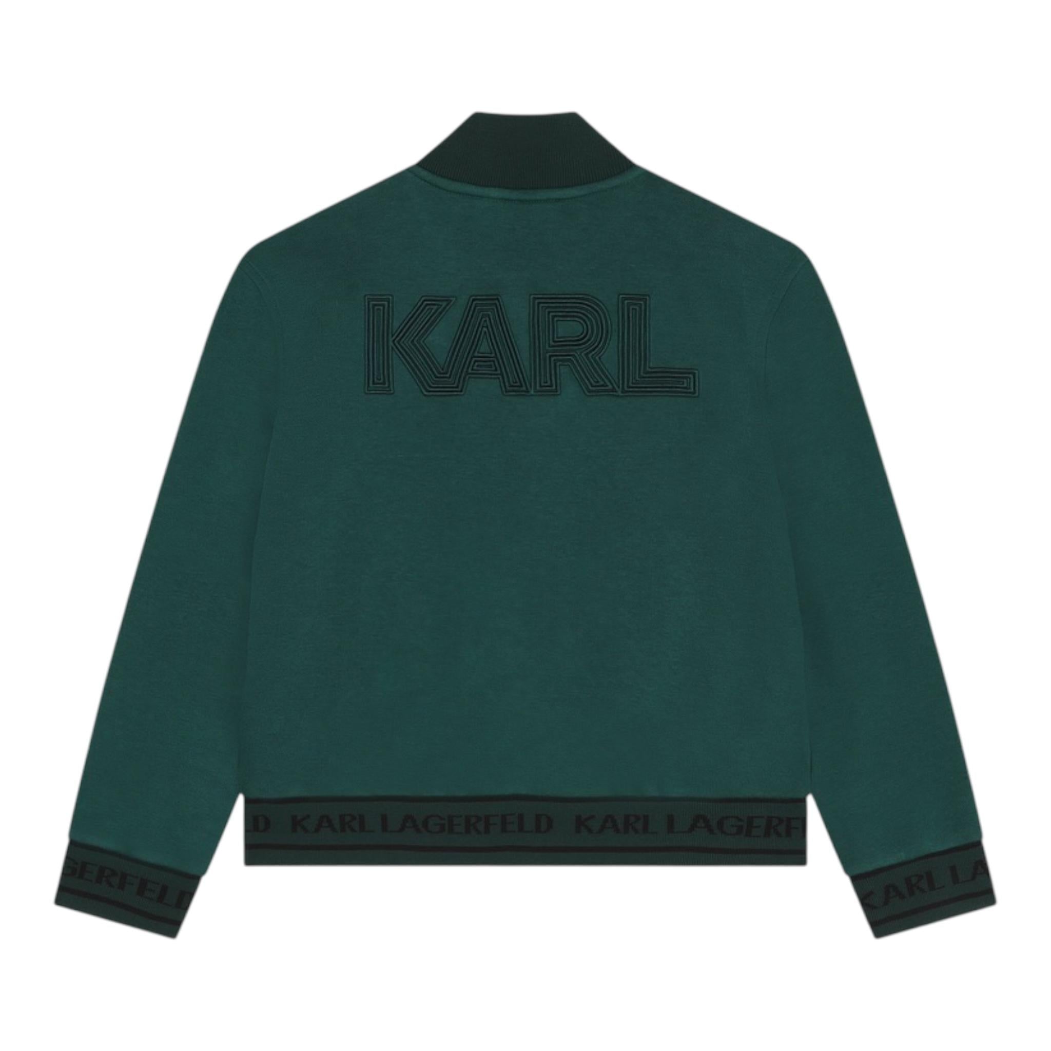 KARL LAGERFELD felpa con bottoni tinta unita Verde per Bambino Z30259 VERDE KARL LAGERFELD 