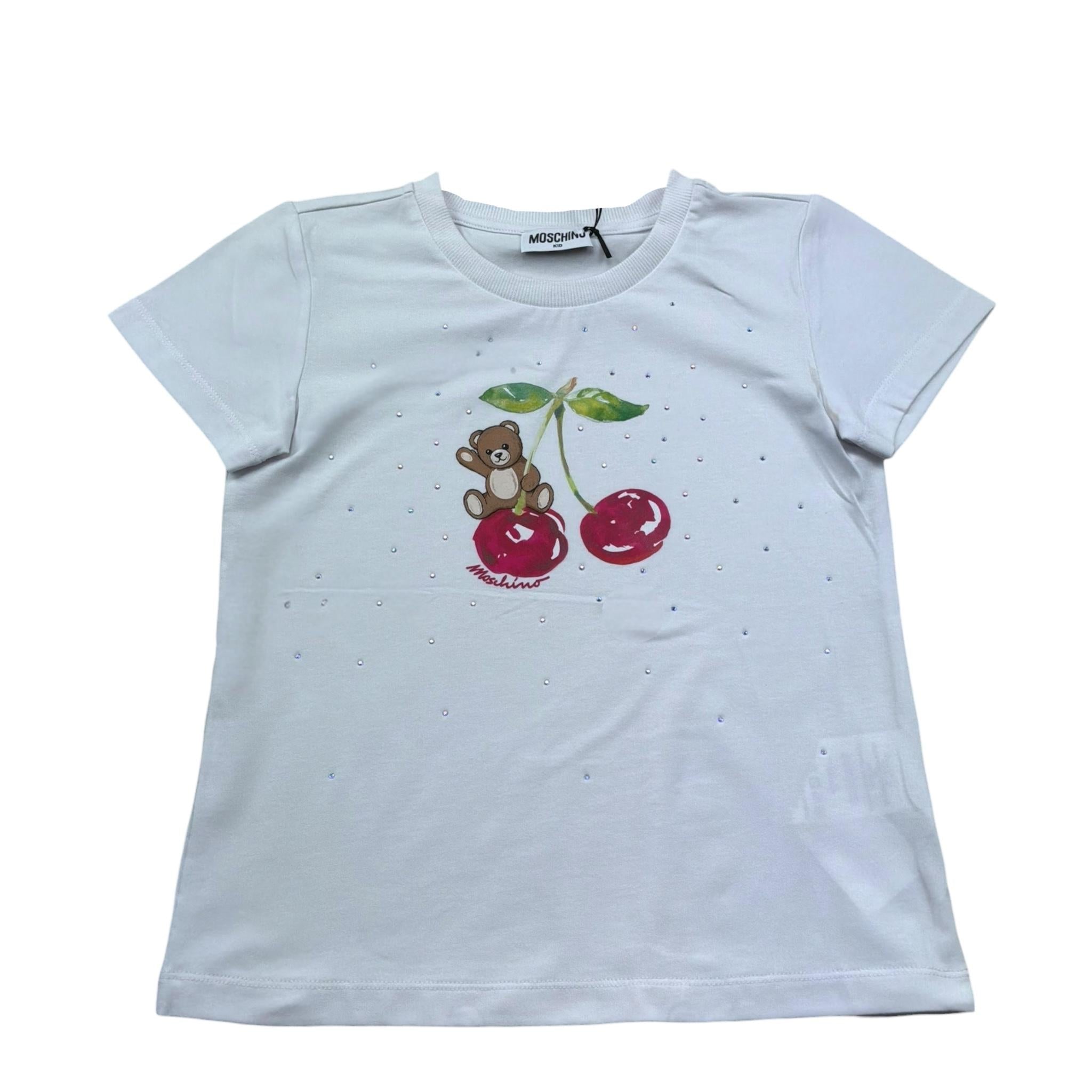 Moschino T-Shirt Girocollo Tinta Unita con Stampa per Bambina HFM06K BIANCO MOSCHINO 