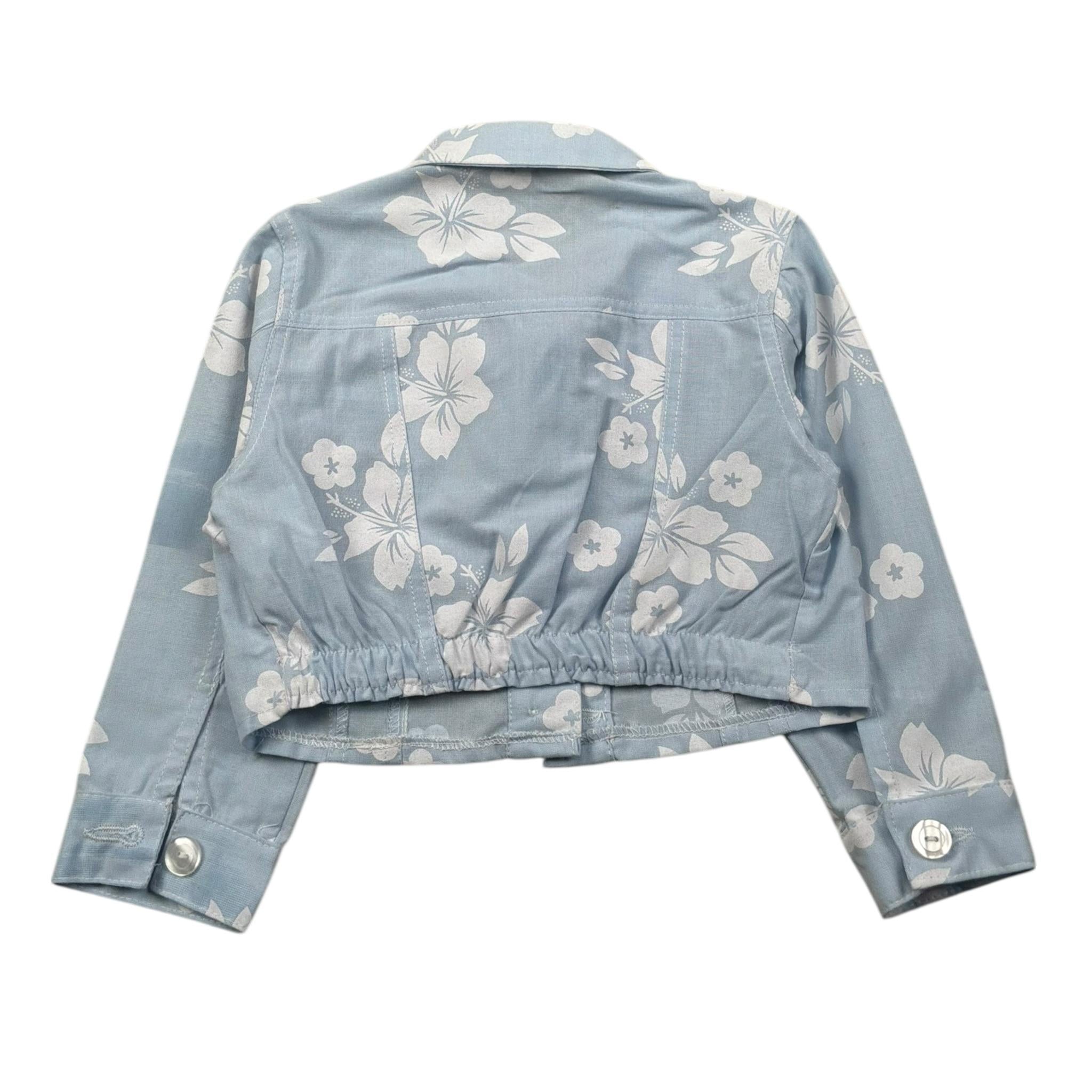 Le Bebe Giubbino Tinta Unita con Stampa Floreale per Neonata LBG5875 AZZURRO LE BEBE 