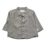 Teddy E Minou Camicia Manica Lunga Fantasia A Righe Collo Coreano Grigio Per Neonato