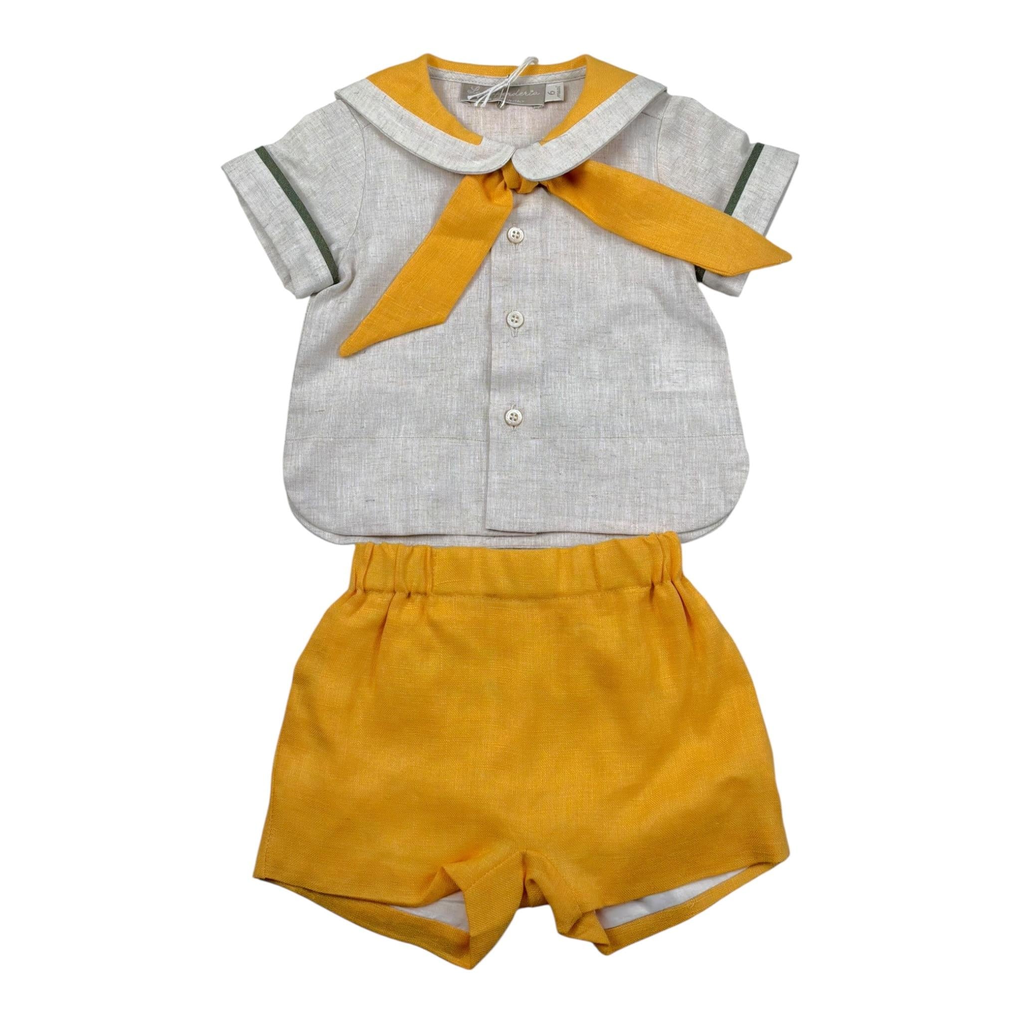 La Stupenderia Completo 2 Pezzi Camicia-Bermuda Bicolore Giallo/Beige per Neonato TBCT51X GIALLO/BEIGE LA STUPENDERIA 
