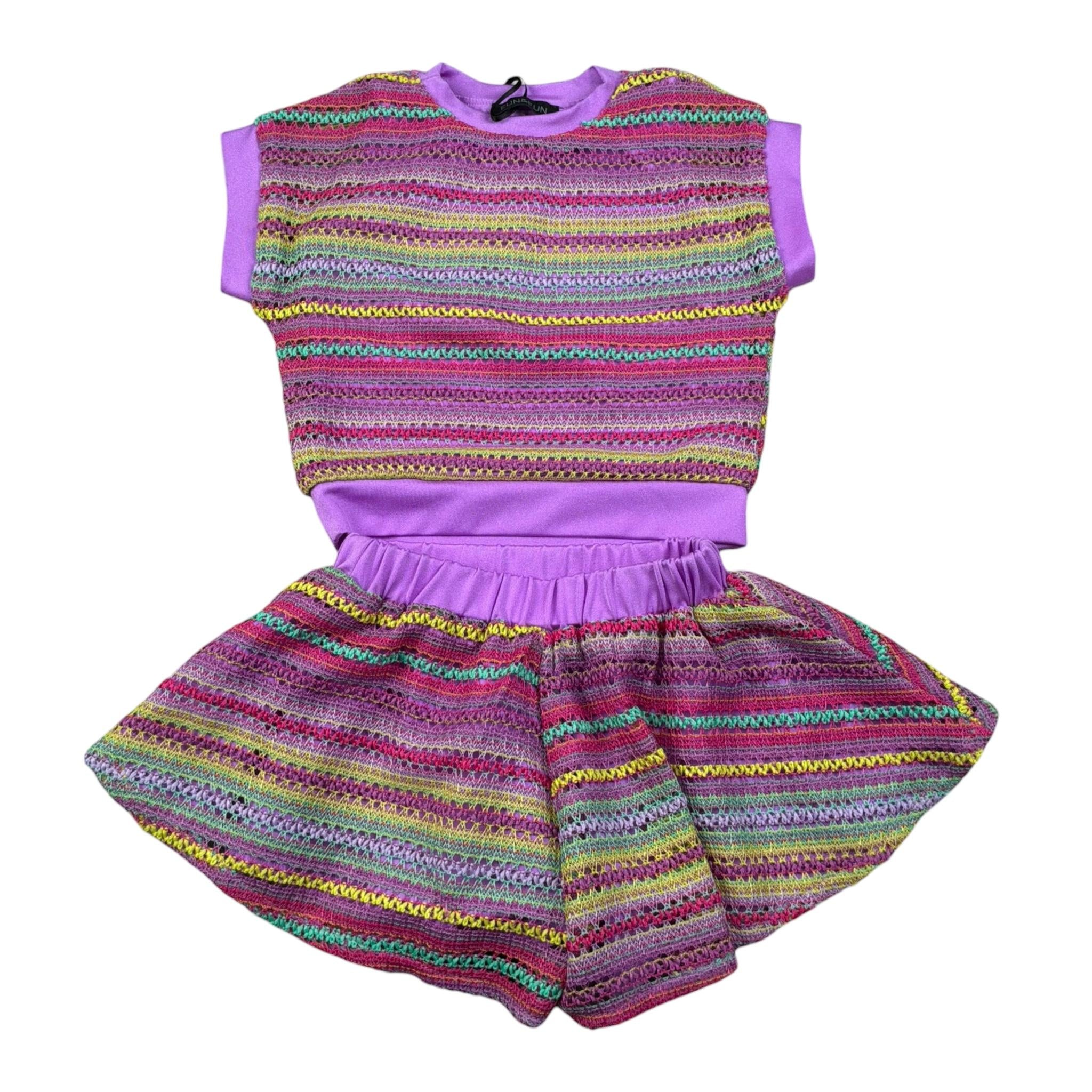 Fun & Fun Completo 2 Pezzi T-Shirt-Short Stampa Fantasia per Neonata FNBTS16722 MULTICOLOR FUN & FUN 